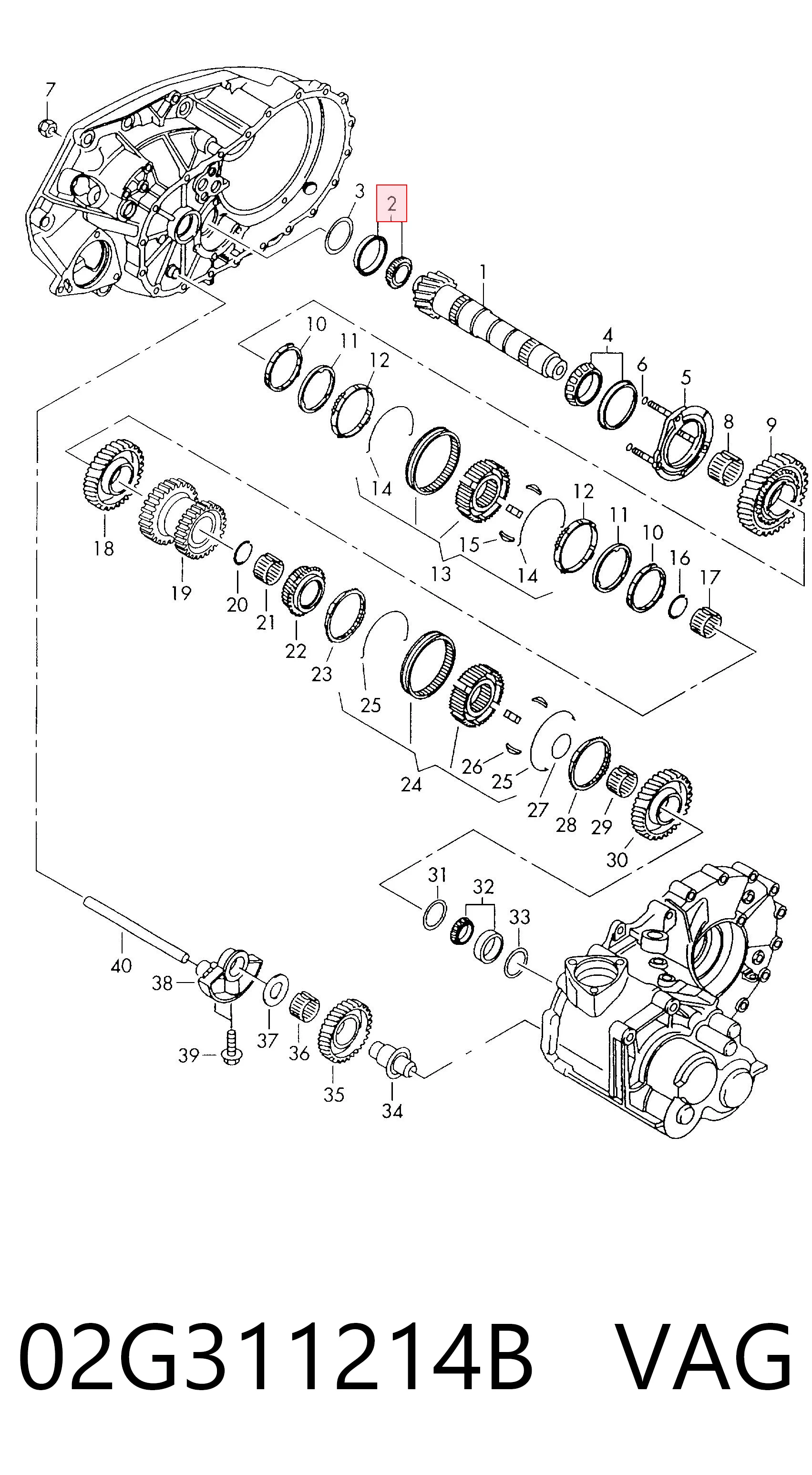 02G311214B VAG Підшипник вторинного вала коробки