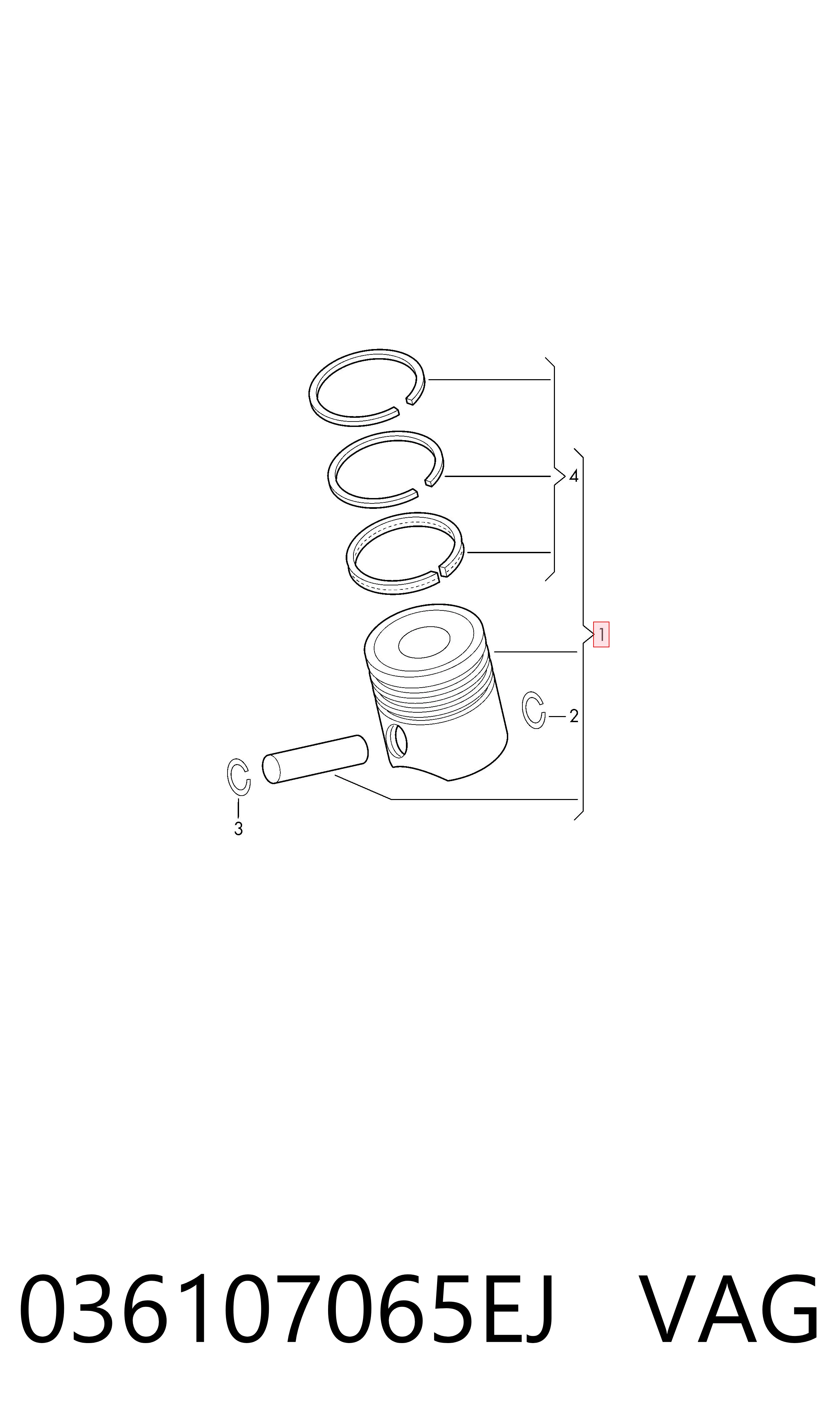 Купити 028PI00161000 Mahle Original Поршень в комплекті на 1 циліндр, STD