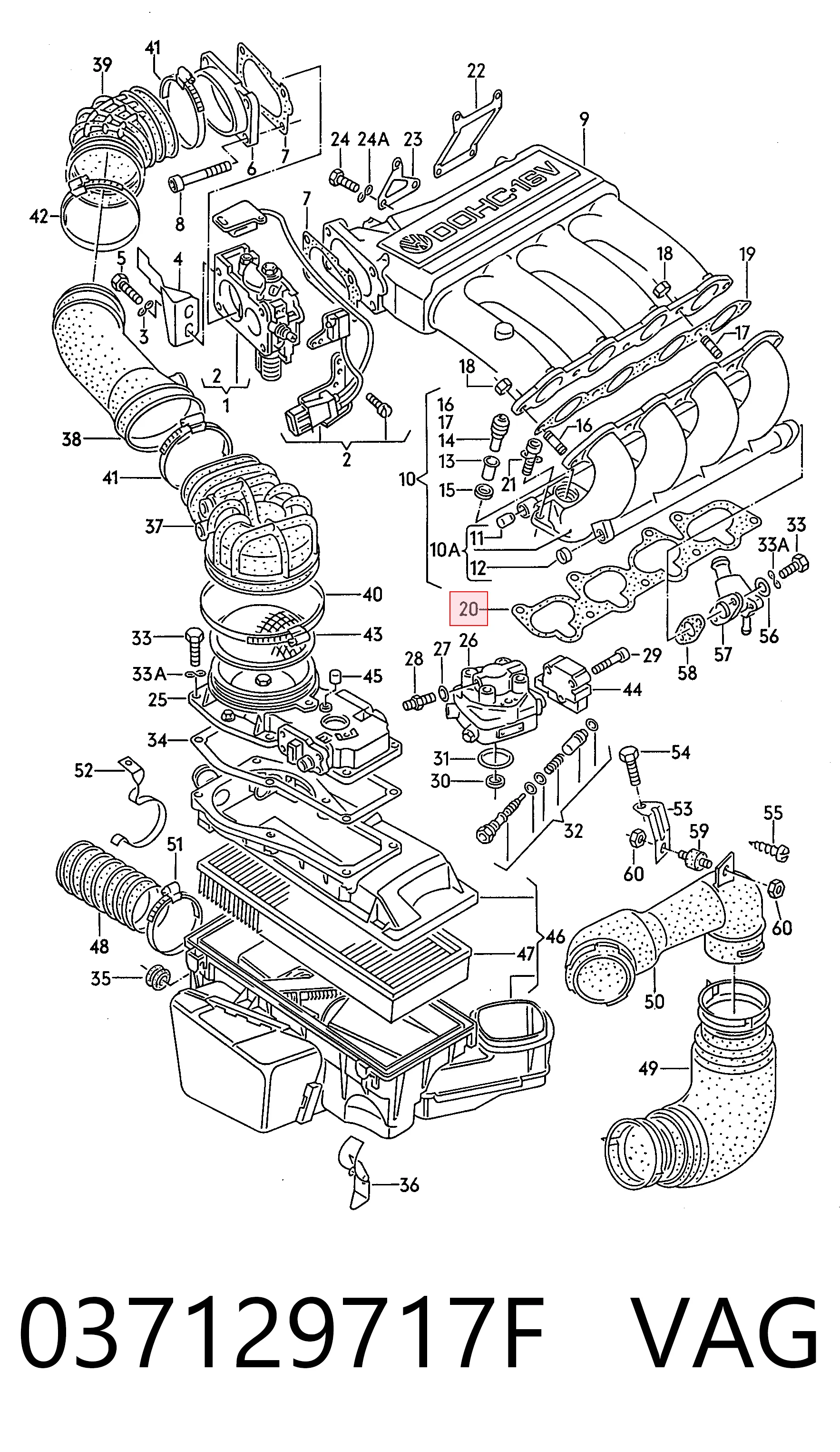 Прокладка впускного колектора на Volkswagen Jetta II 19E, 1G2, 165, 167