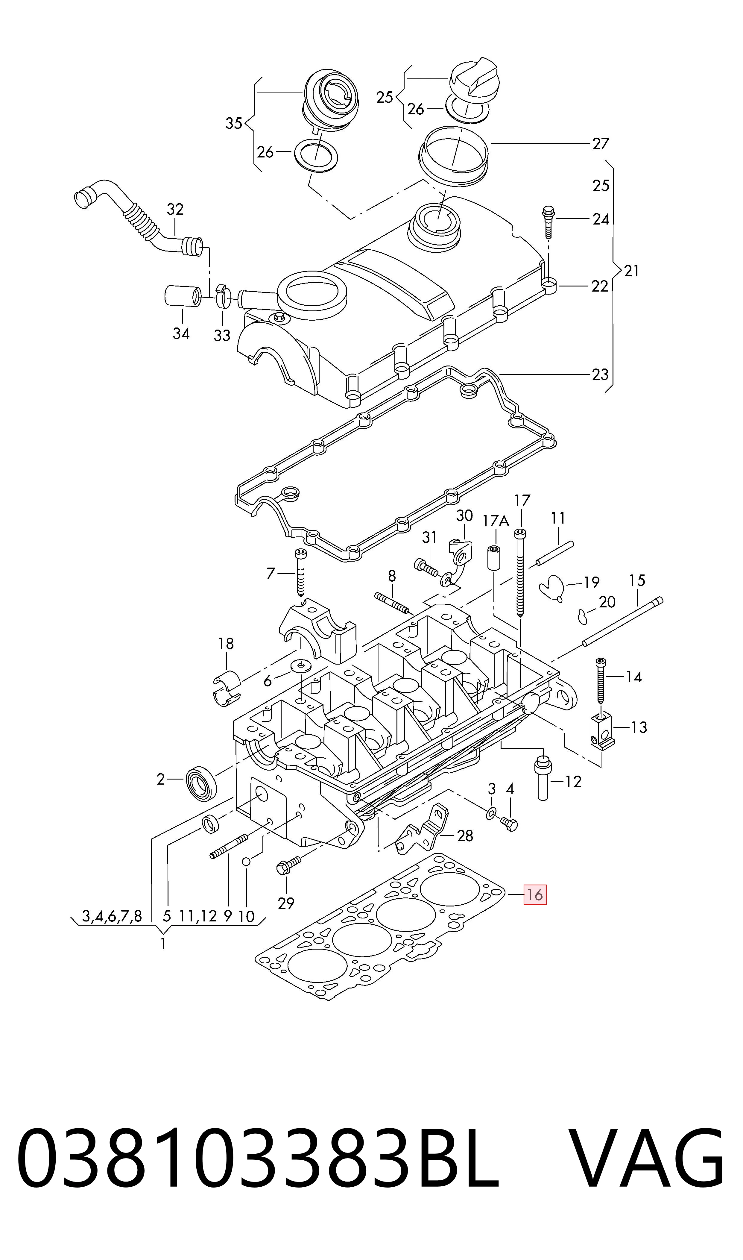 Прокладка головки блока циліндрів (ГБЦ) Audi A6 C5