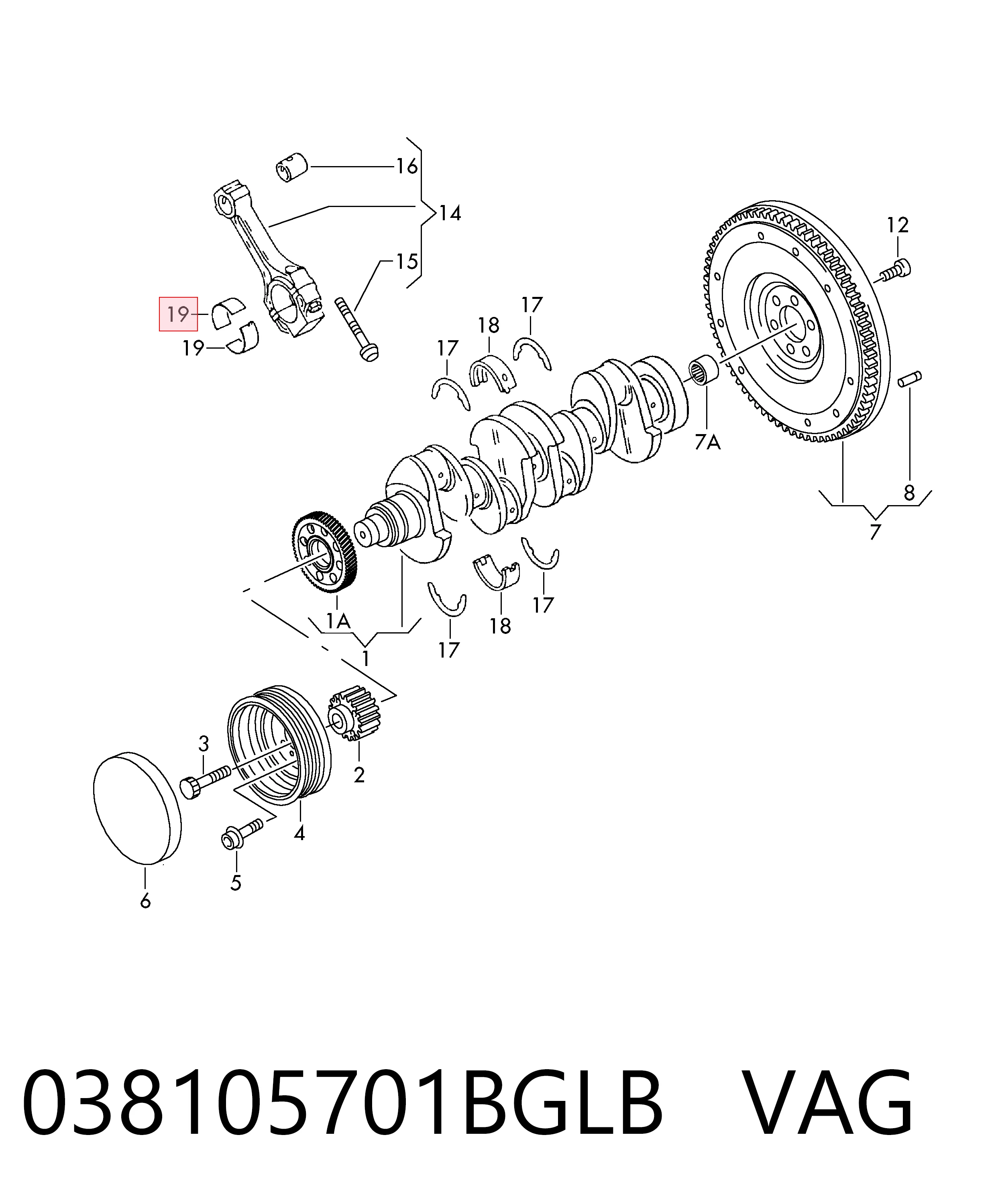 038105701BGLB VAG Підшипник шатуна