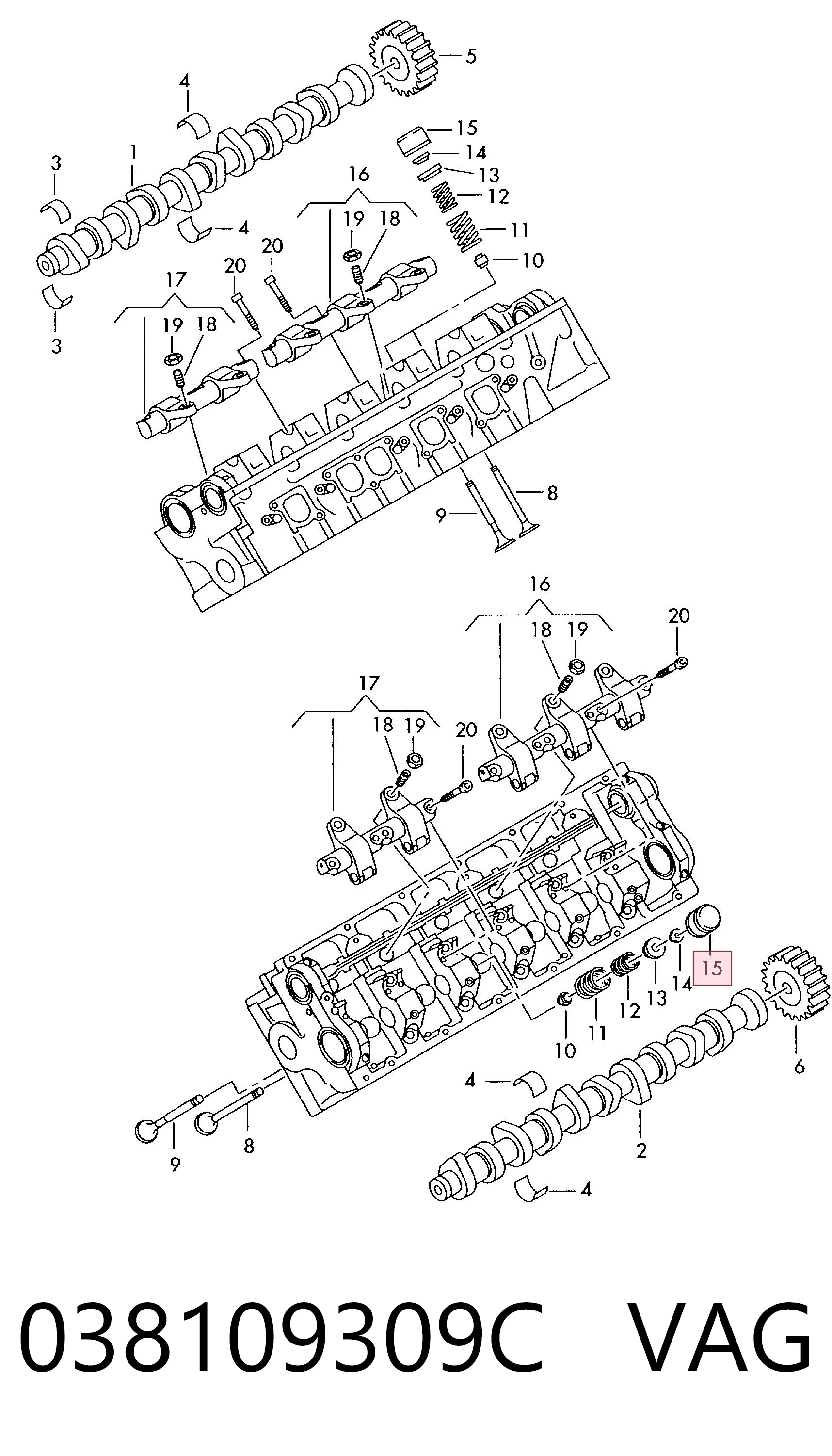 Штовхач клапана гідравлічний VAG 038109309C ціна, від 9.85 USD