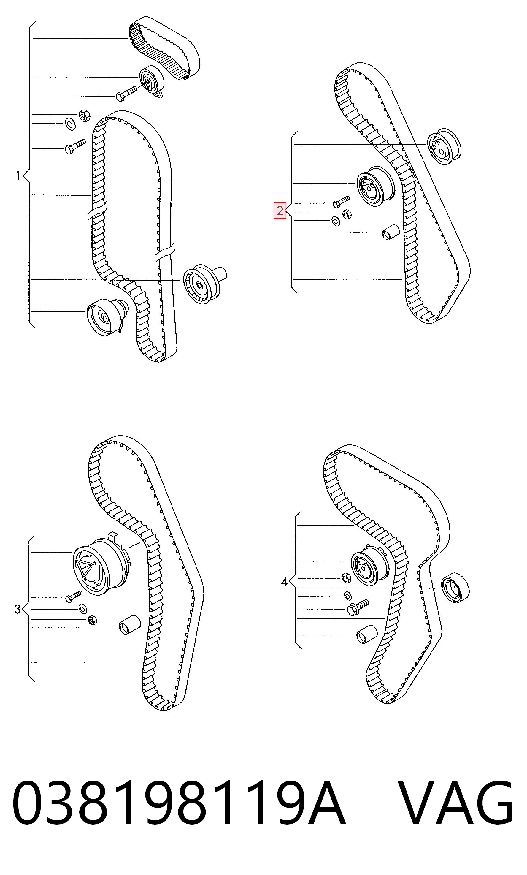 Комплект ГРМ 038198119A VAG