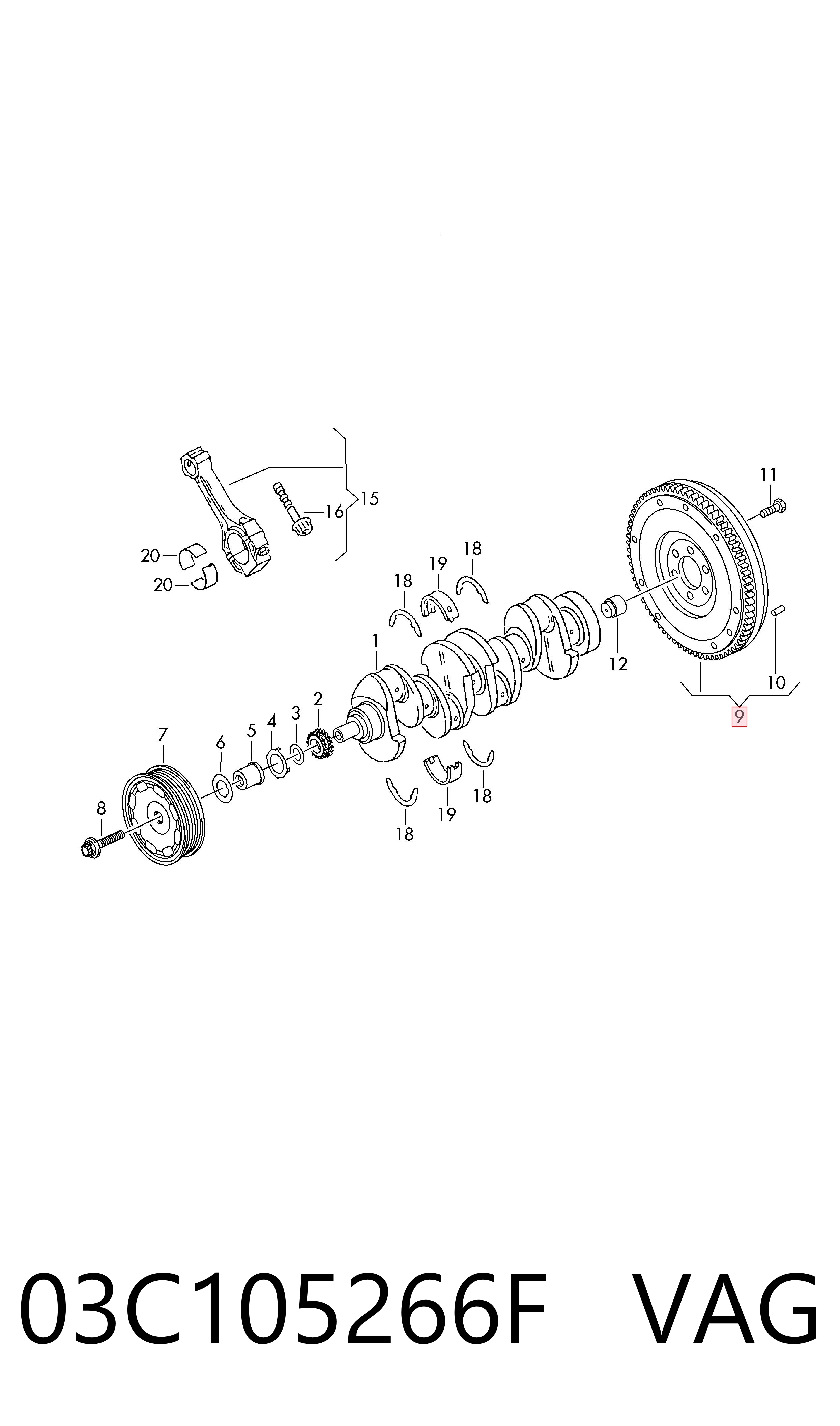 Маховик двигуна VAG 03C105266F ціна, від 511.04 USD