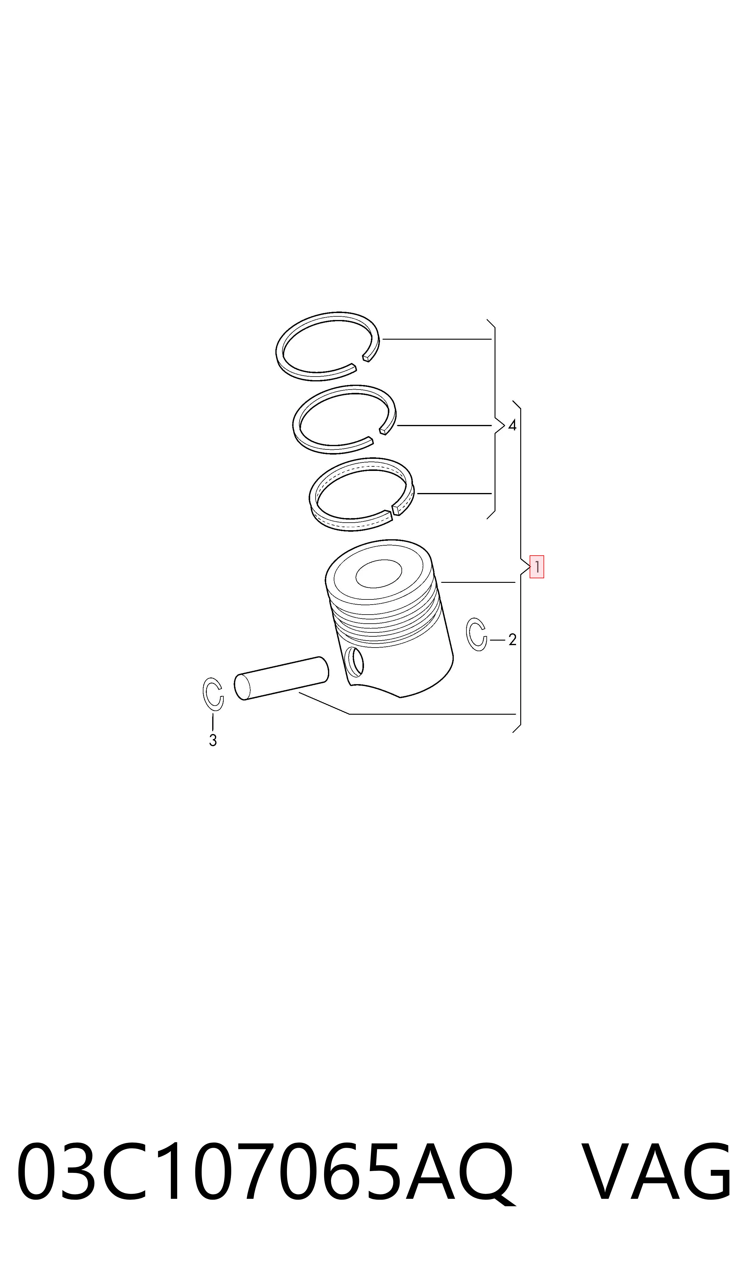 Поршень в комплекті на 1 циліндр, STD 028PI00131000 Mahle Original