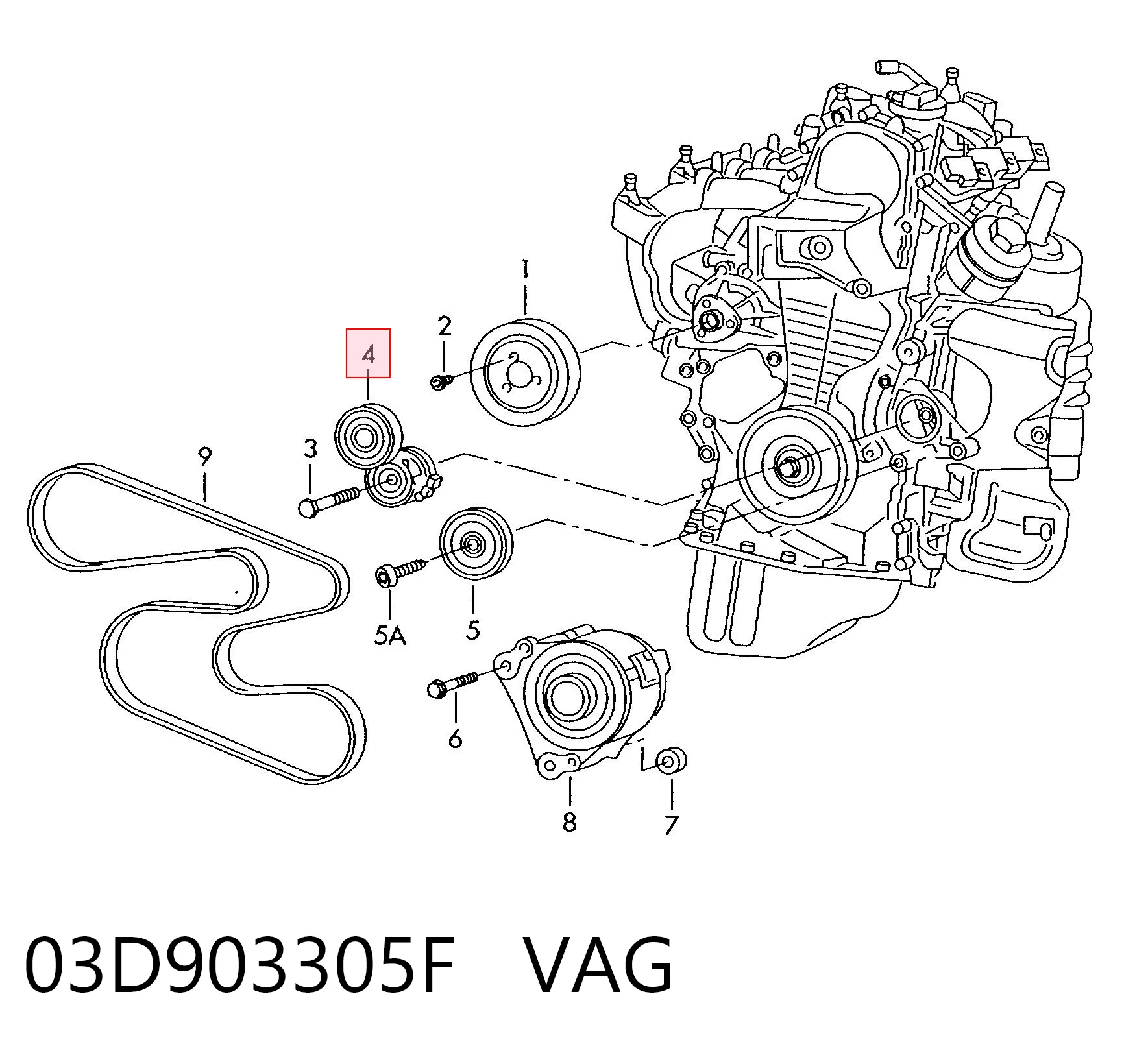 03D903305F VAG Натяжна планка поліклинового ременя
