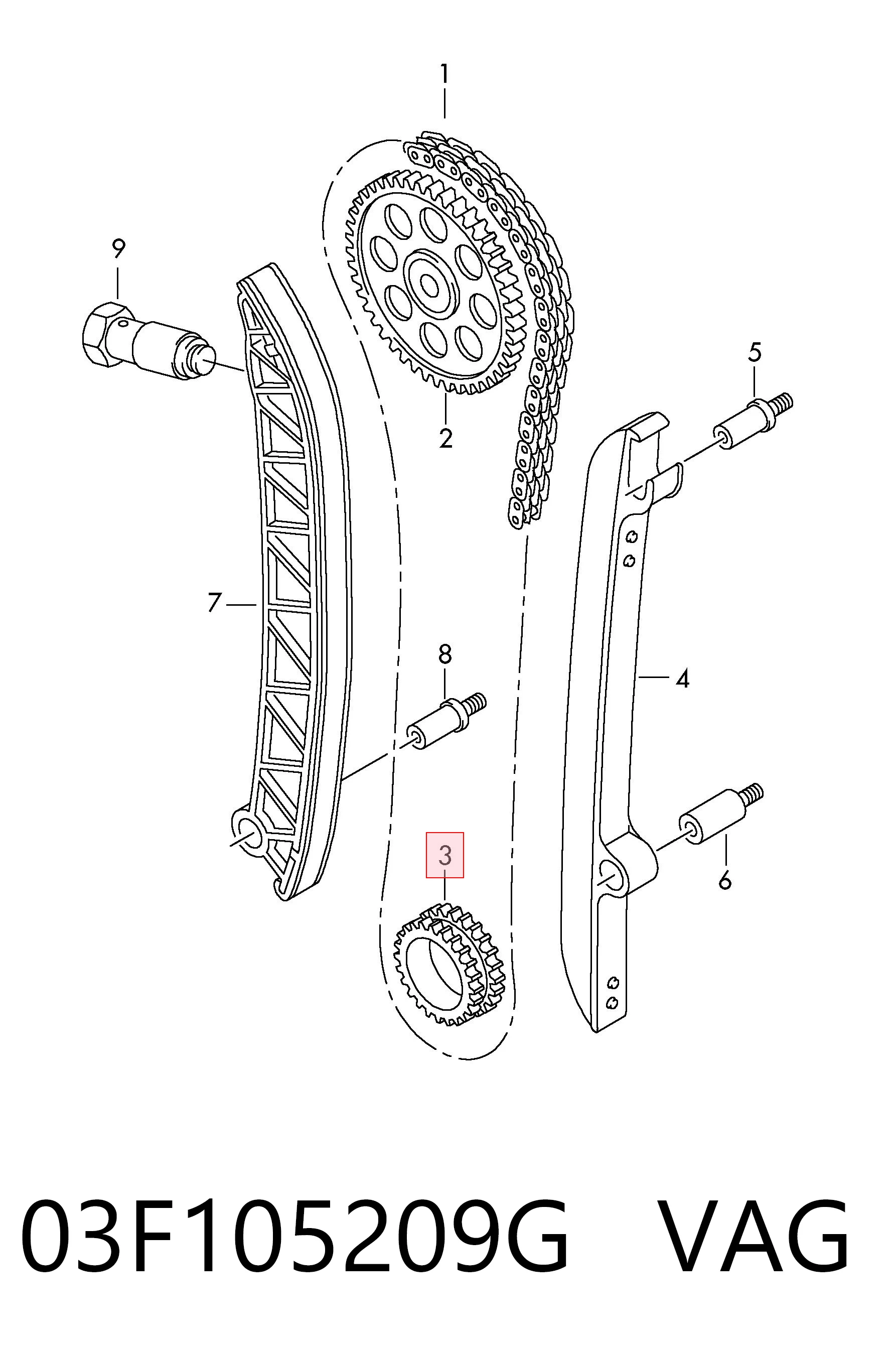 03F105209G VAG Зірка-шестерня приводу коленвалу двигуна