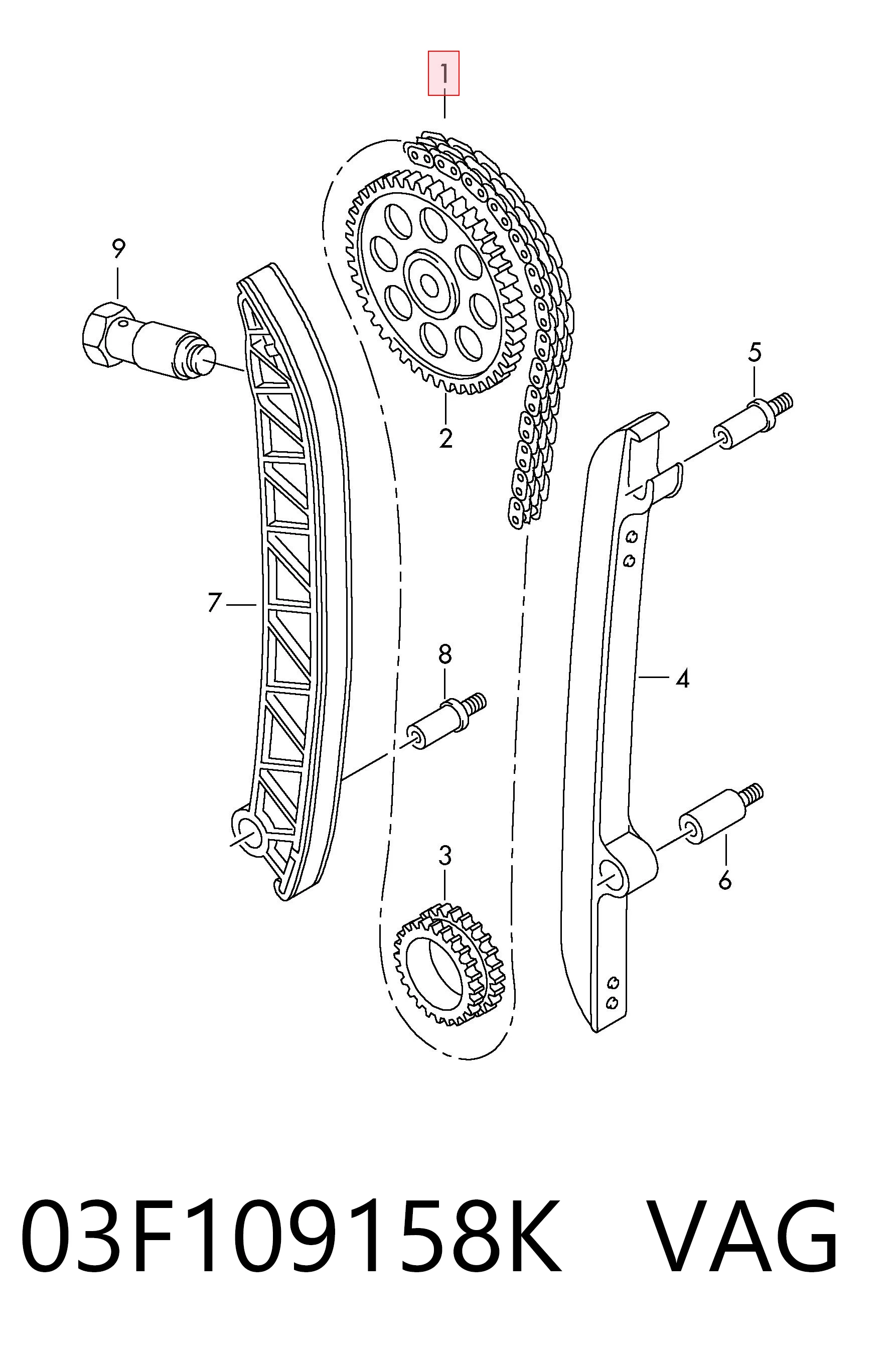 Ланцюг VAG 03F109158K ціна, від 48.57 USD