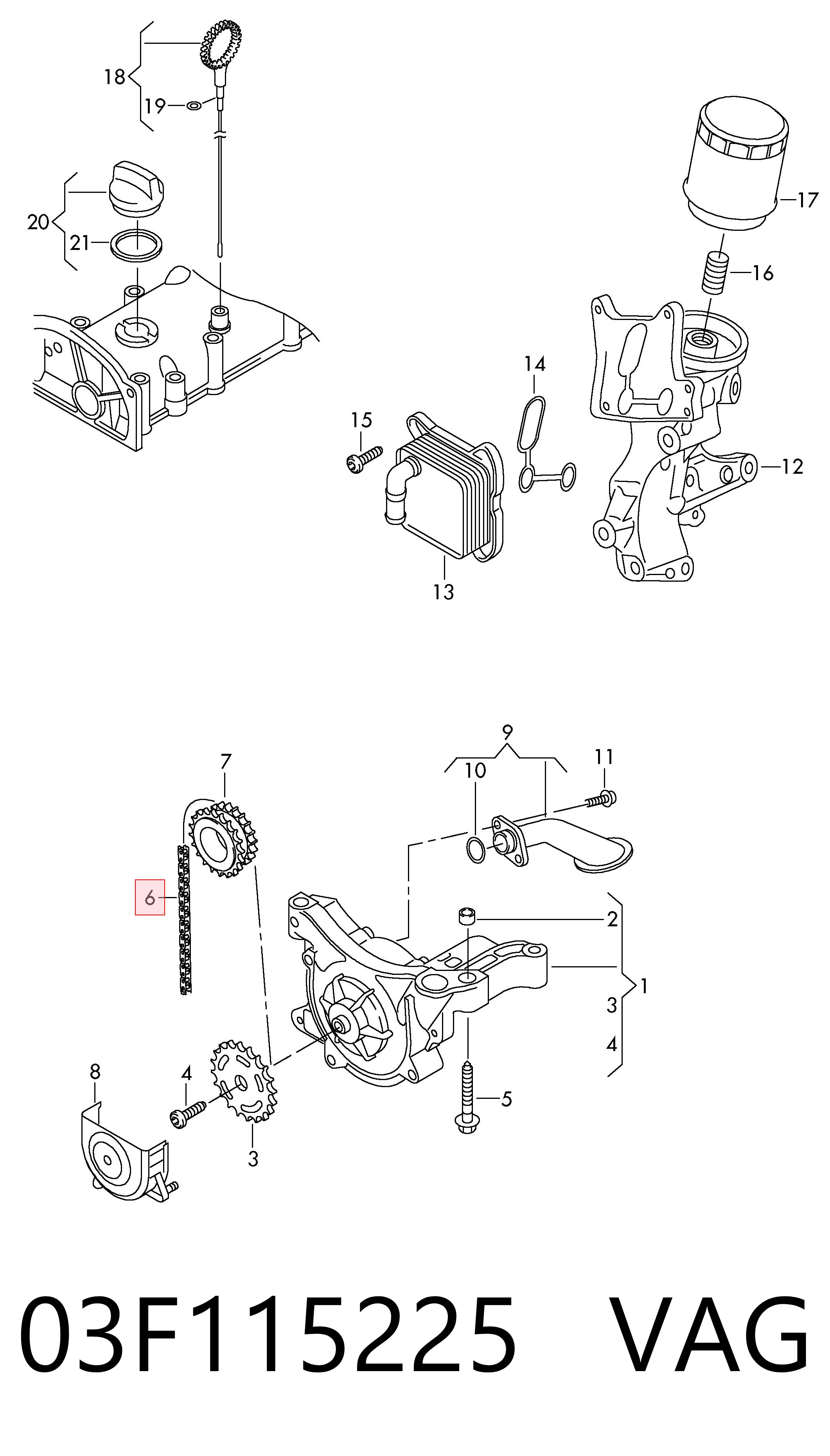 Купити 03F115225 VAG Ланцюг маслянного насоса