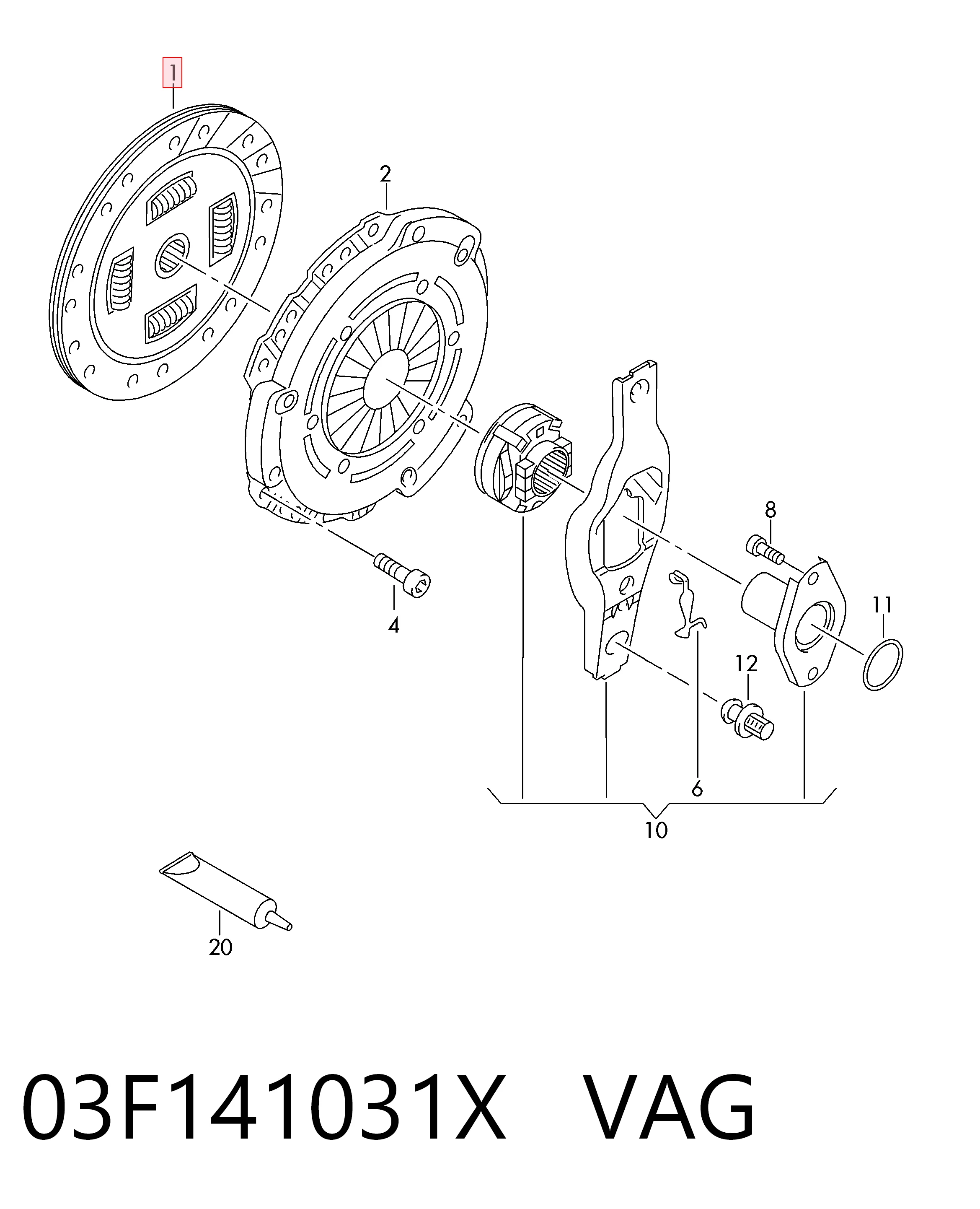 Диск зчеплення на Volkswagen Caddy IV SAB, SAJ