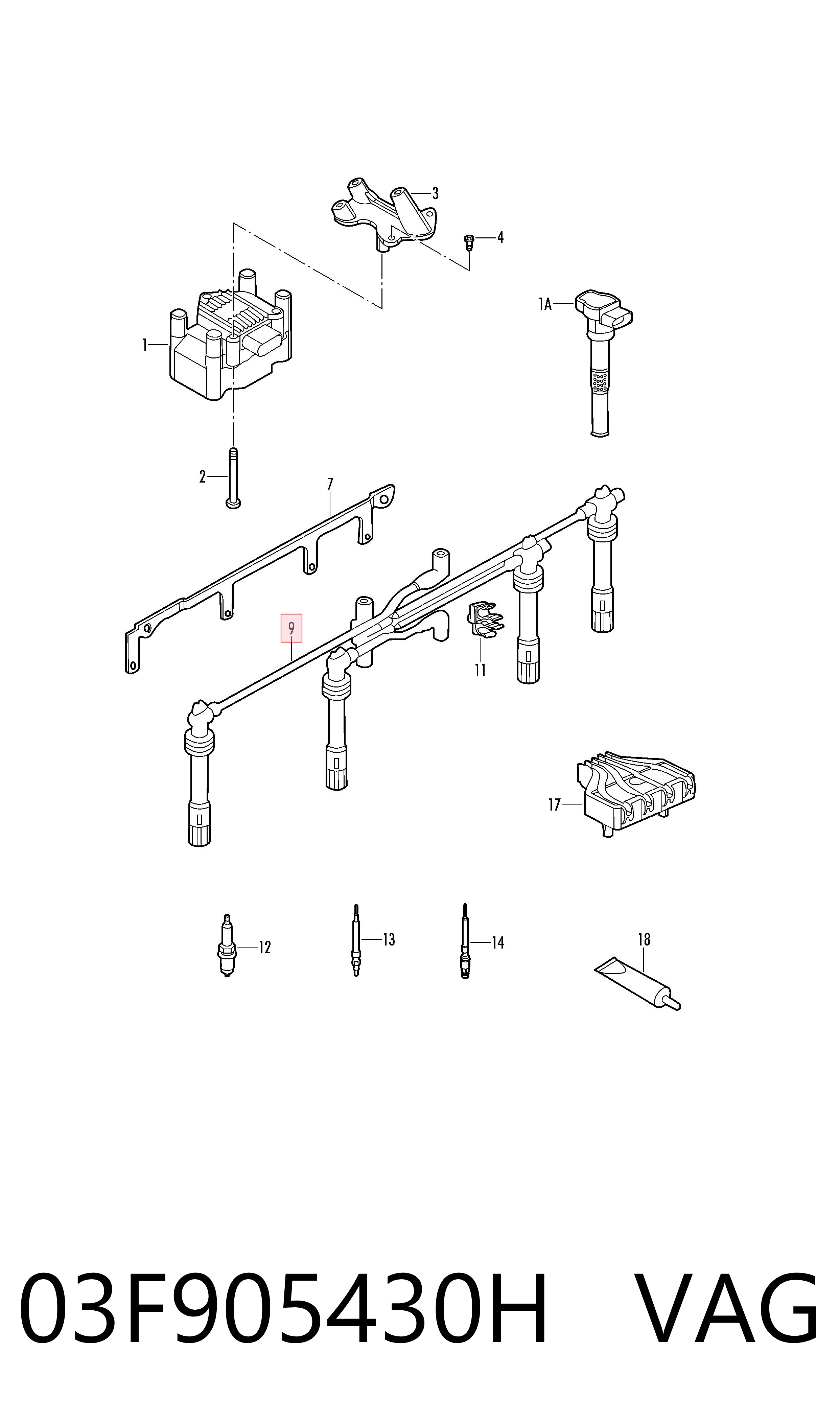 Дроти запалювання VAG 03F905430H ціна, від 34.67 USD