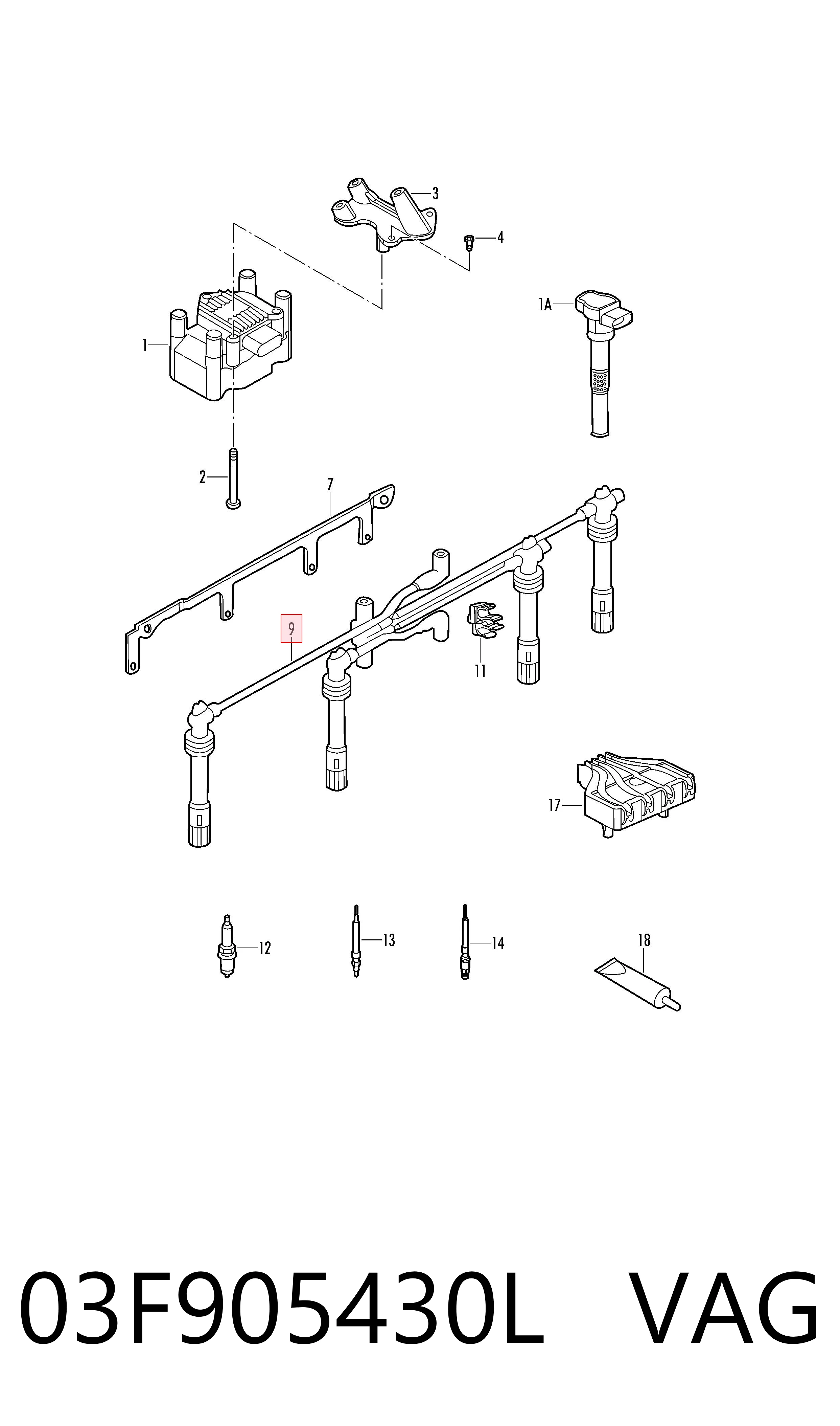 Дроти запалювання VAG 03F905430L ціна, від 32.71 USD