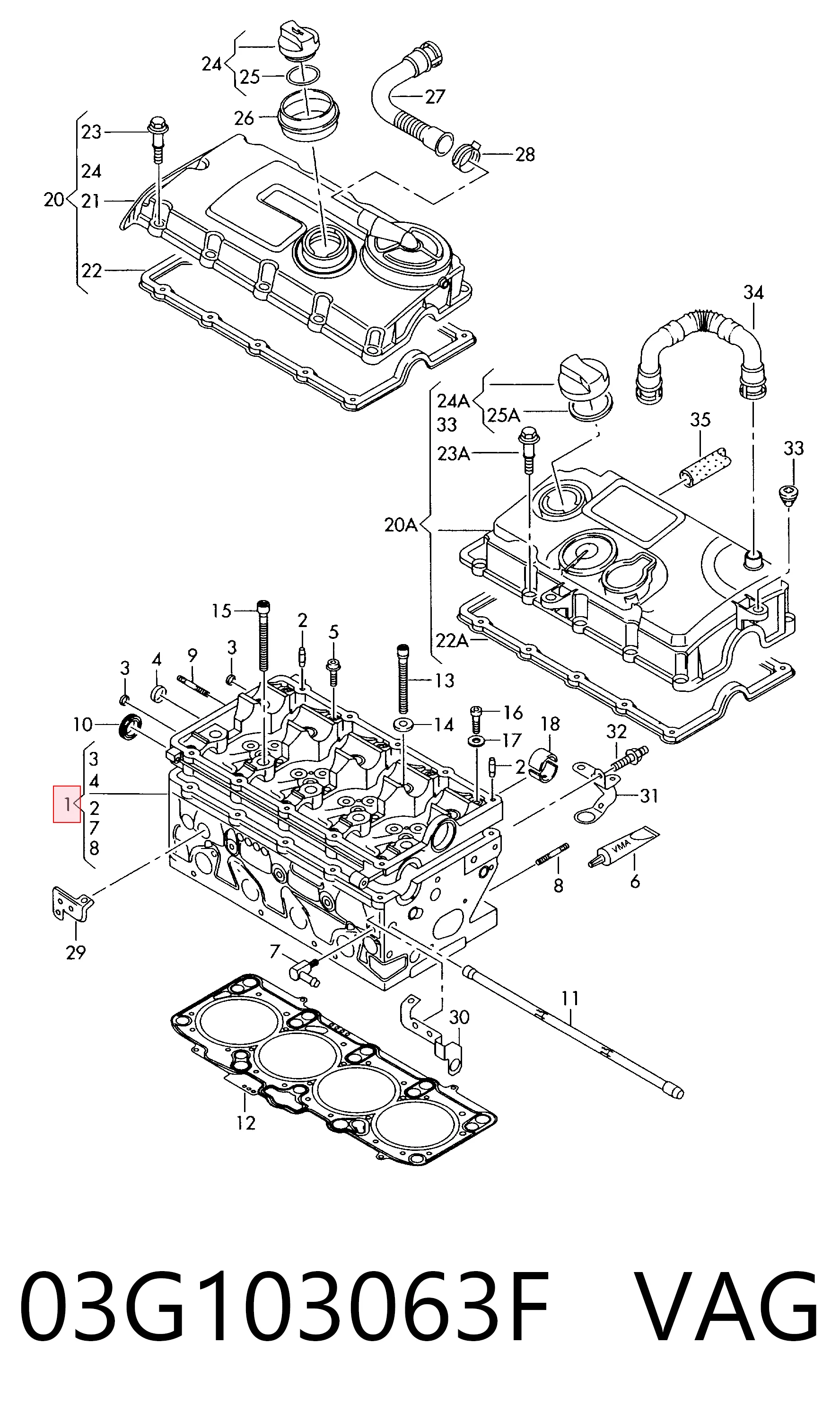 03G103063F VAG Головка циліндрів