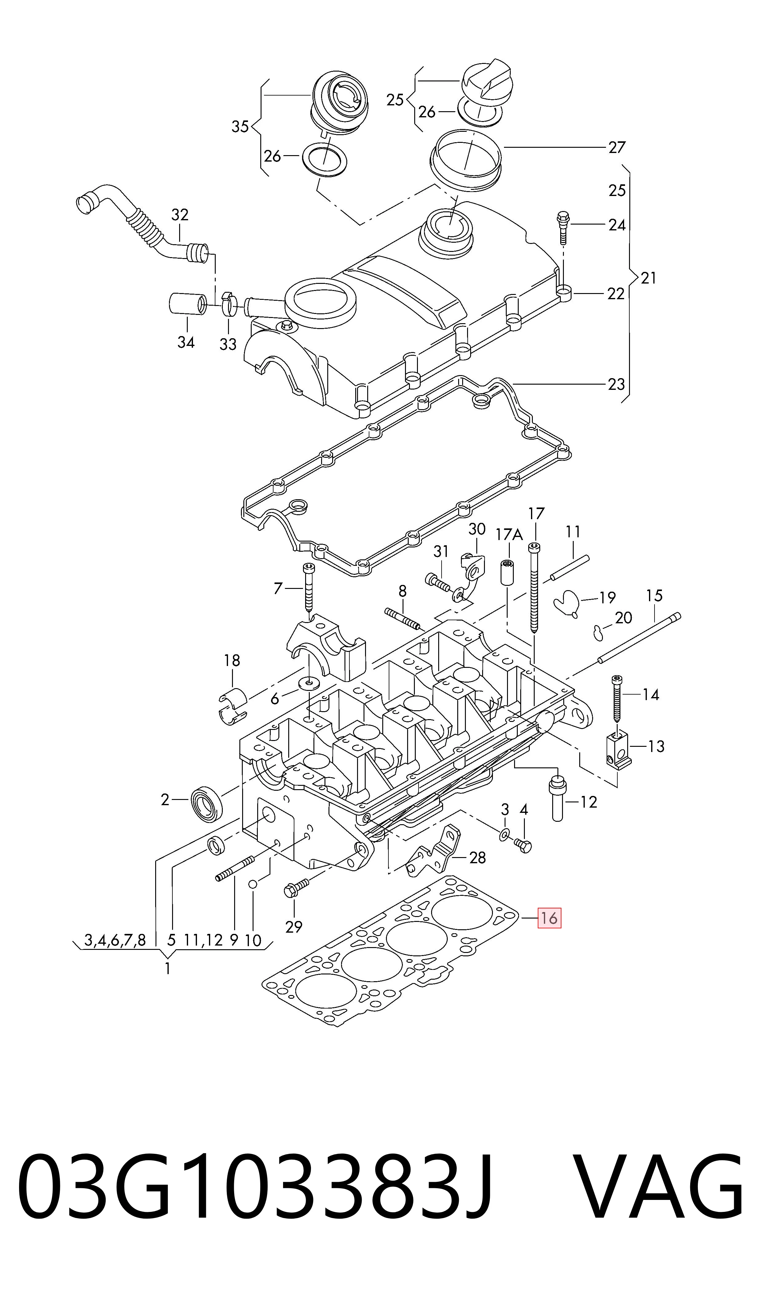 Прокладка під головку на Volkswagen Caddy III 2KB, 2KJ, 2CB, 2CJ