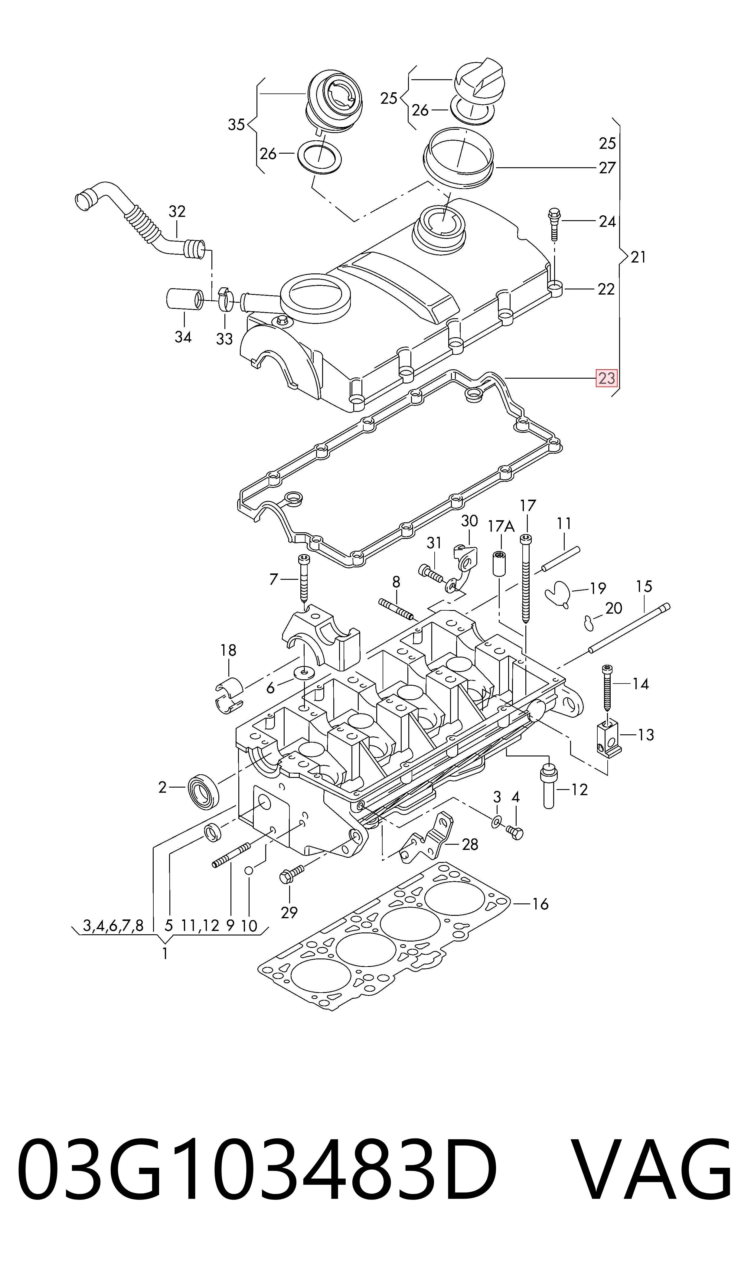 Купити Прокладка клапанної кришки Volkswagen Caddy III 2KB, 2KJ, 2CB, 2CJ