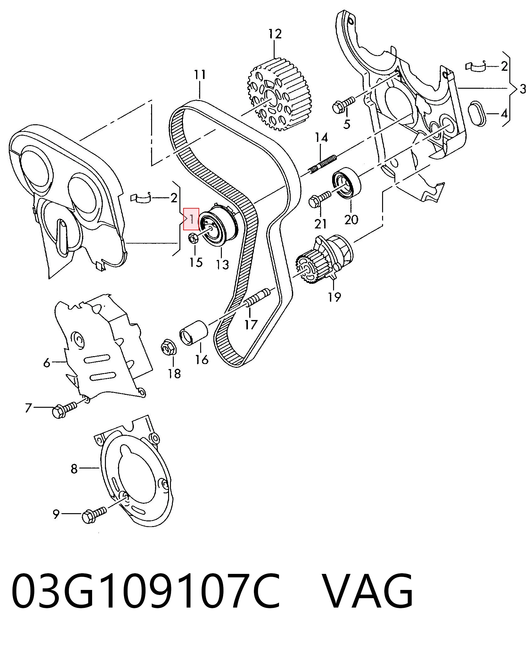 03G109107C VAG Захист ременя ГРМ, верхній
