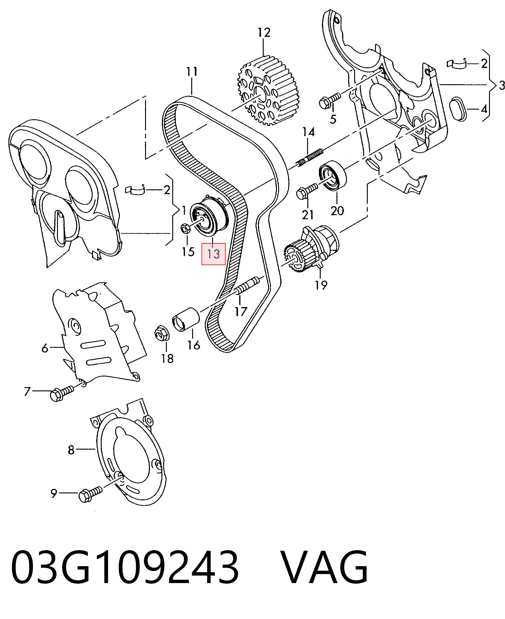 Ролик натяжителя ременя газорозподілу VAG 03G109243 ціна, від 44.82 USD