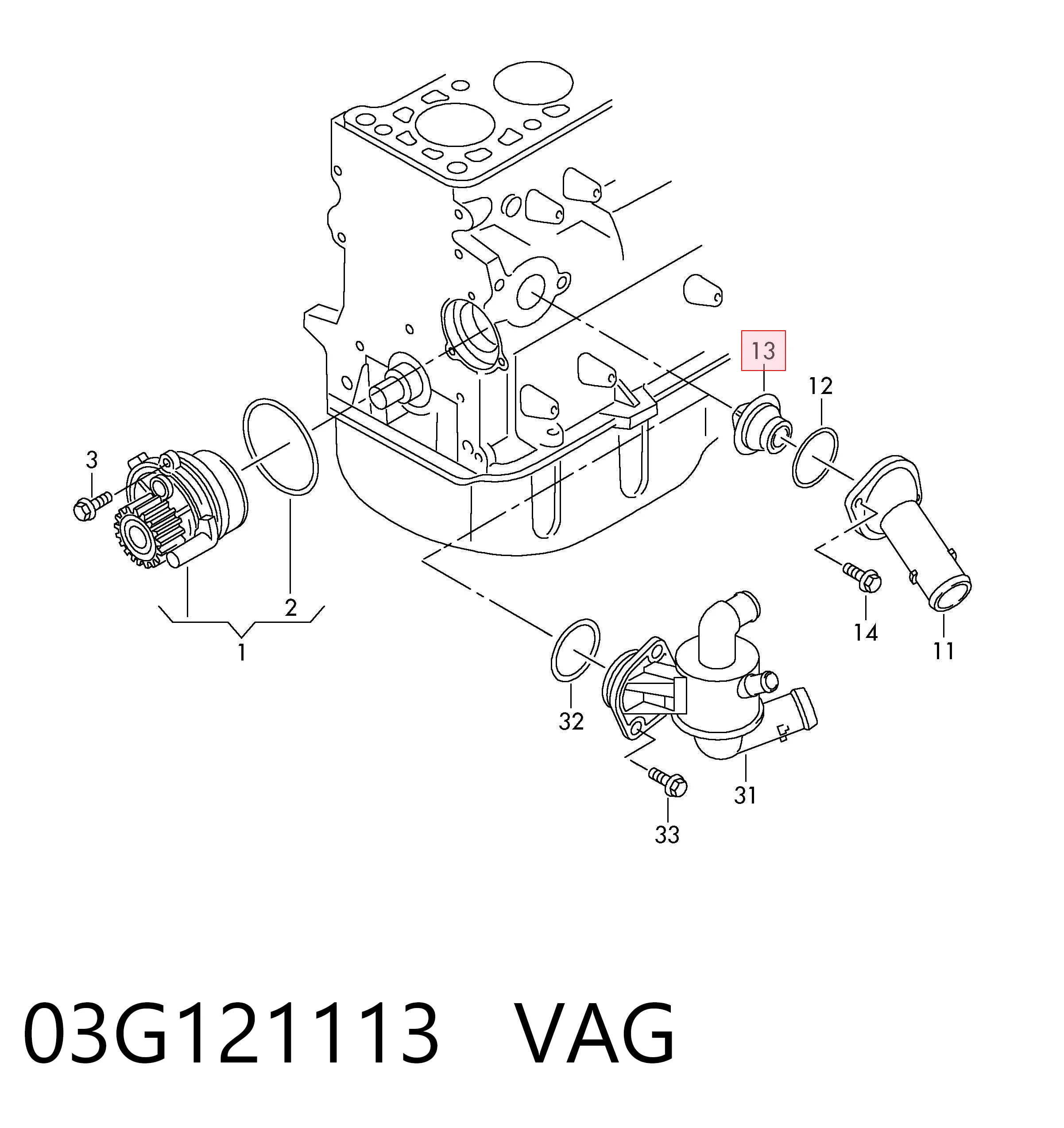Автомобільний термостат VAG 03G121113 ціна, від 12.56 USD