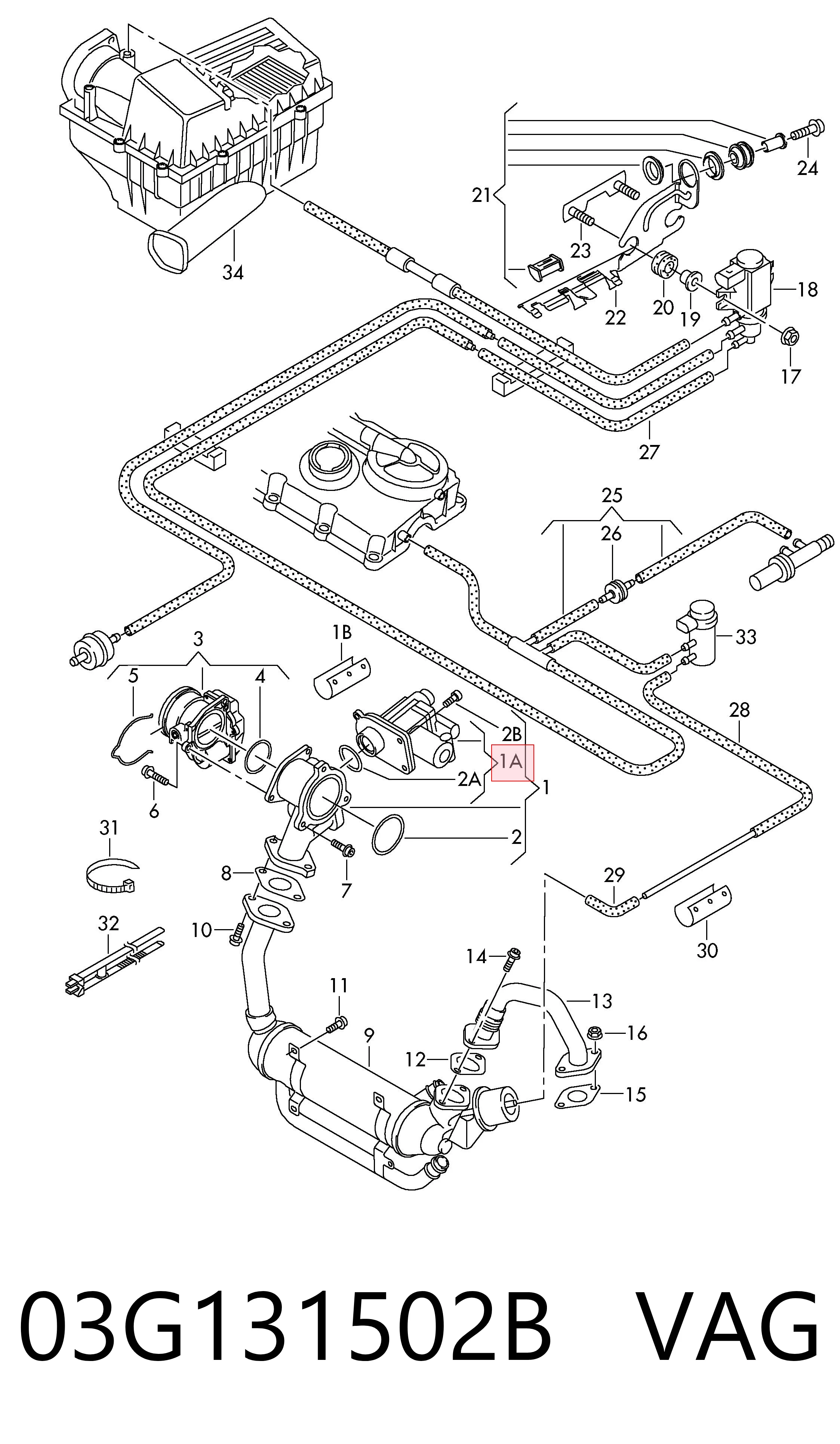 03G131502B VAG Клапан рециркуляції відпрацьованих газів EGR