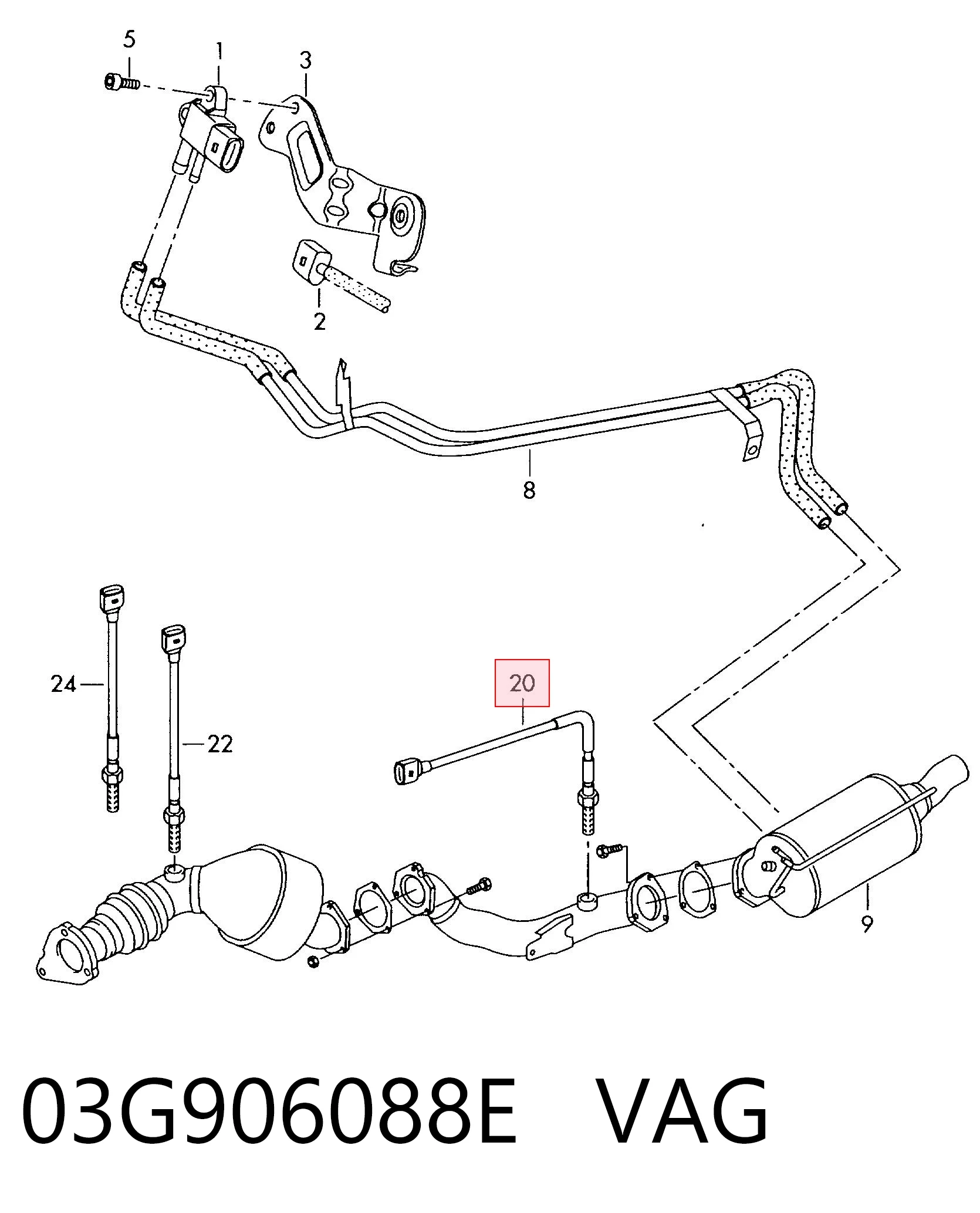 03G906088E VAG Датчик температури відпрацьованих газів (ВГ), перед фільтром сажі