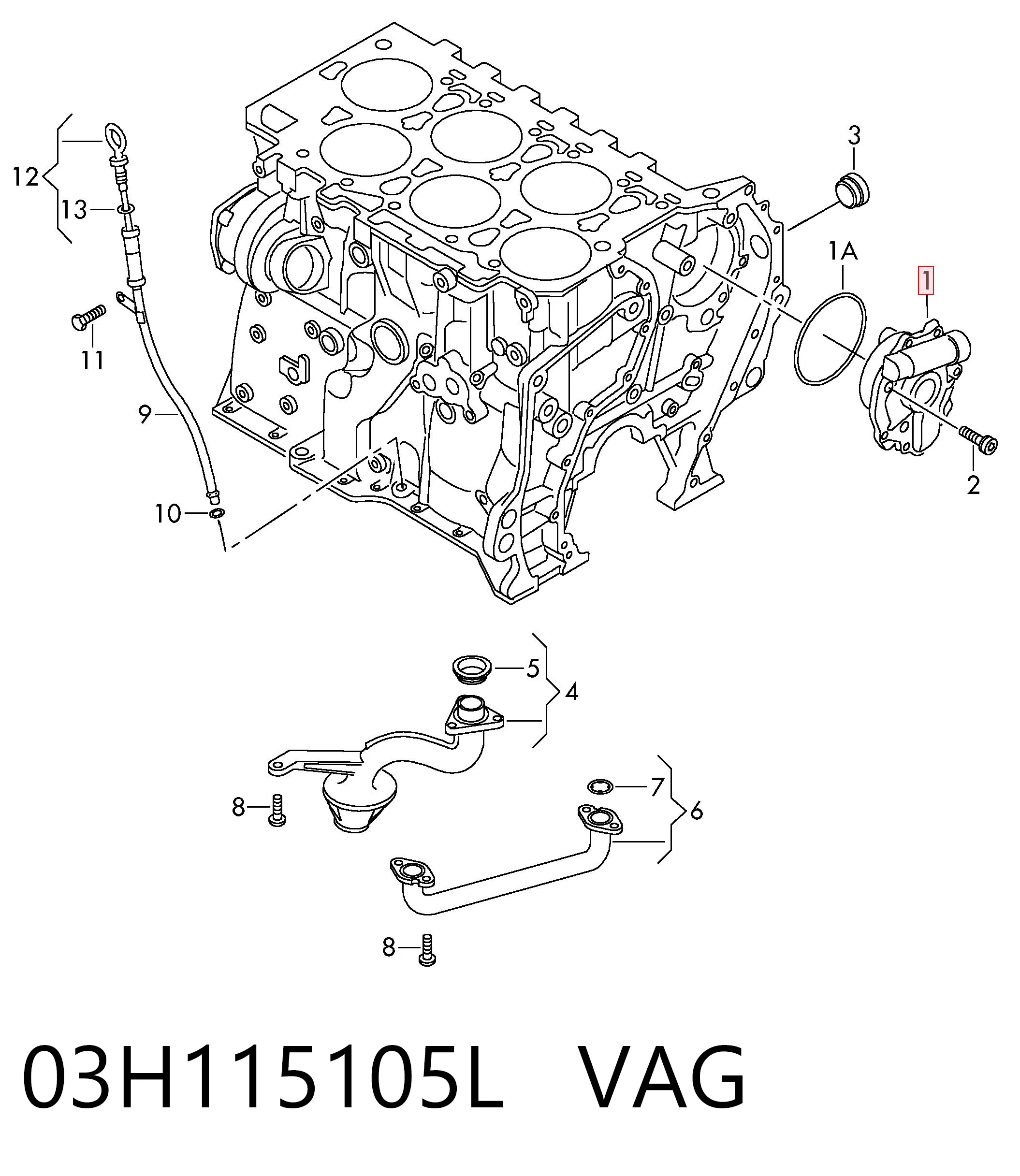 Масляний насос двигуна на Volkswagen Phaeton I 3D1, 3D2, 3D3, 3D4, 3D6, 3D7, 3D8, 3D9