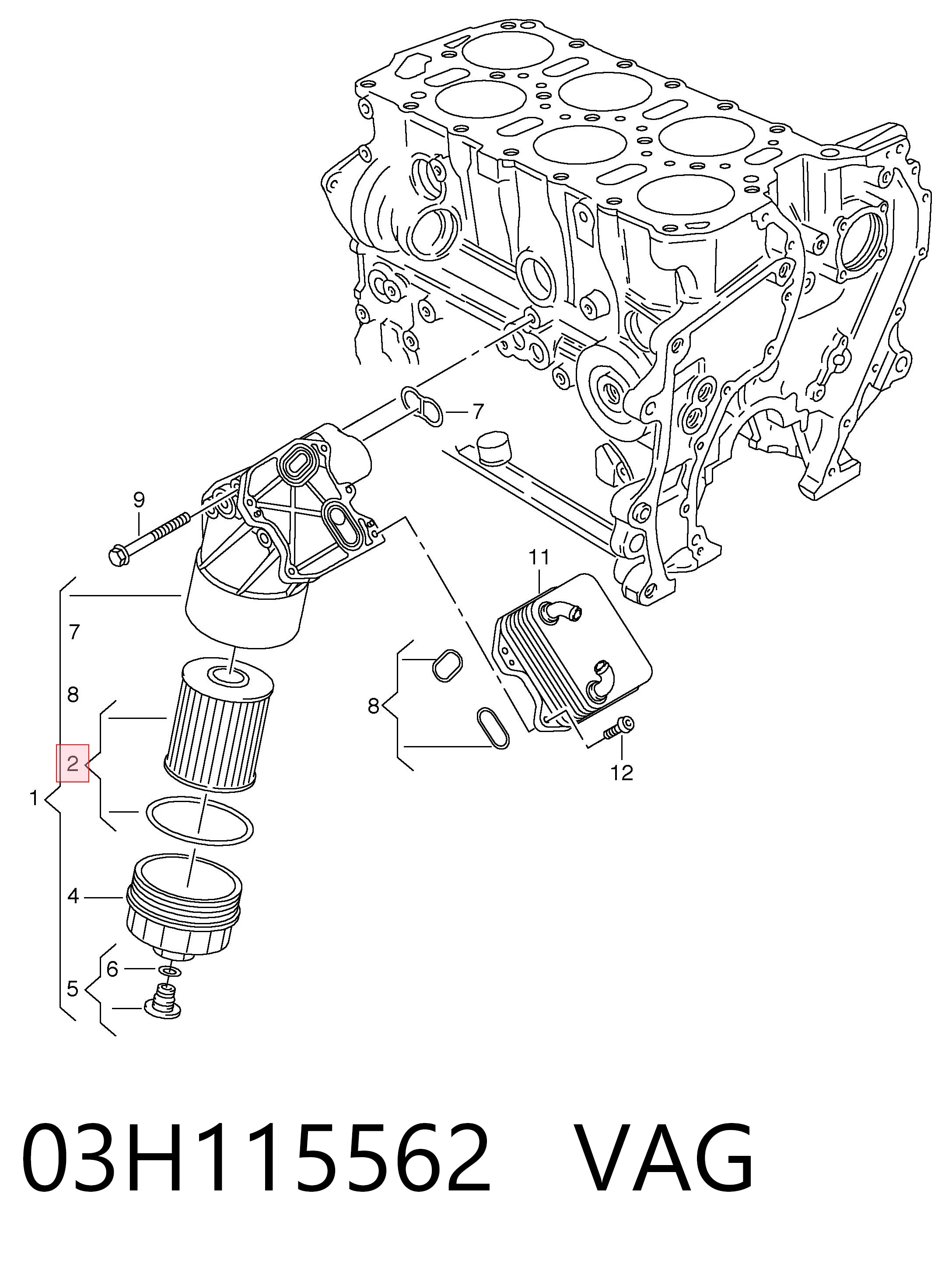Масляний фільтр двигуна VAG 03H115562 ціна, від 21.80 USD