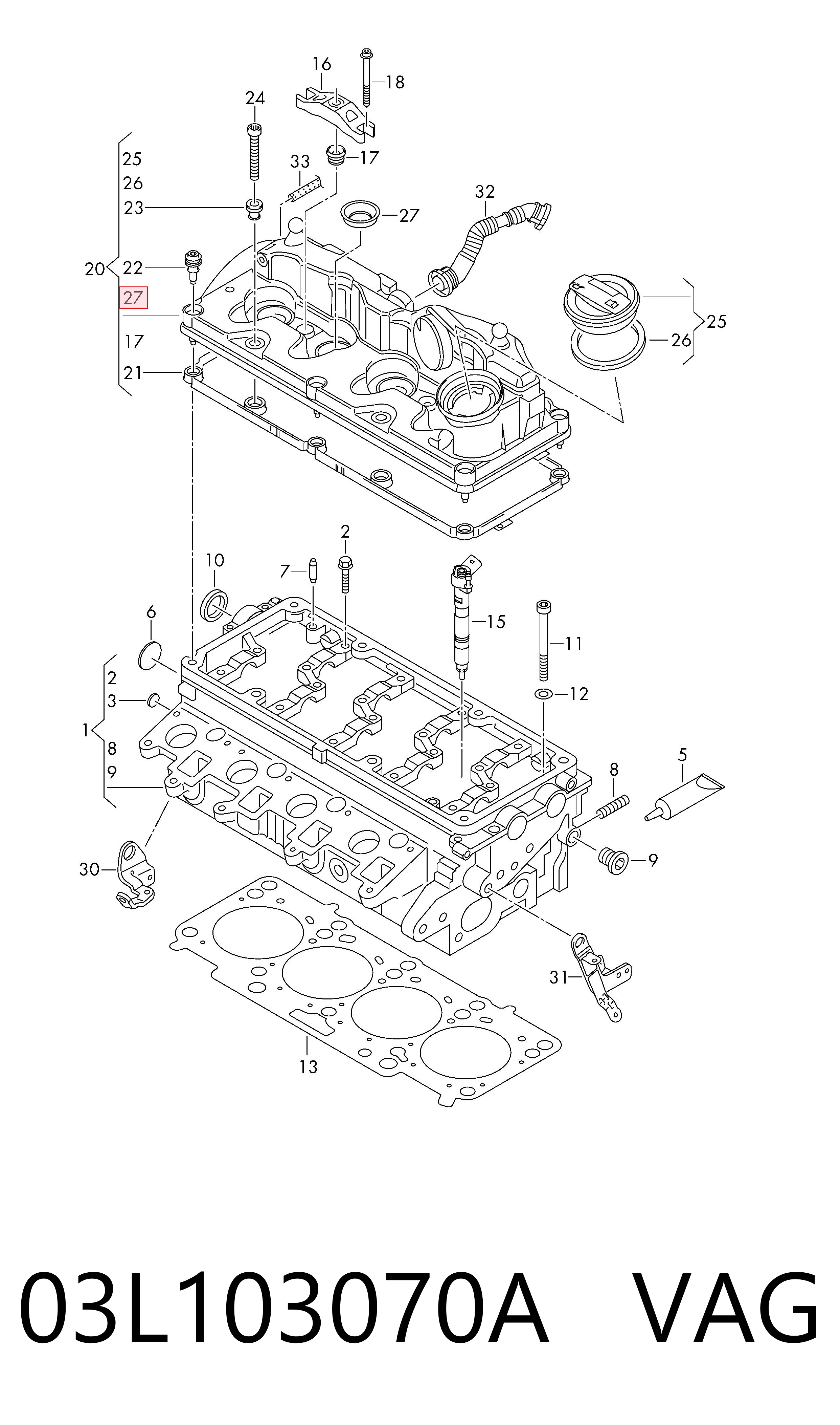 03L103070A VAG Кільце ущільнювальне свічкового колодязя