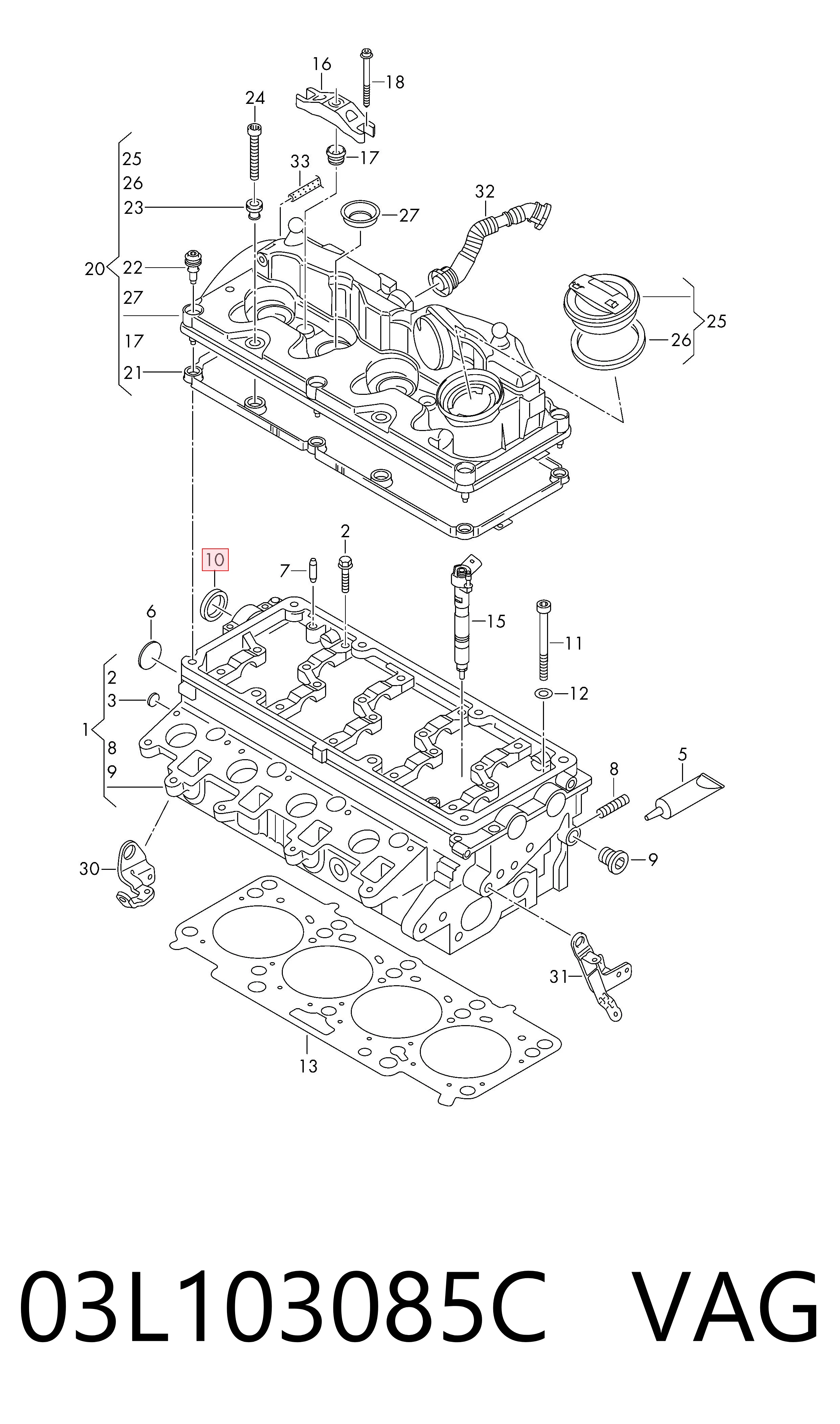 Сальник двигуна, распредвала на Volkswagen Polo VI AW1, BZ1, AE1