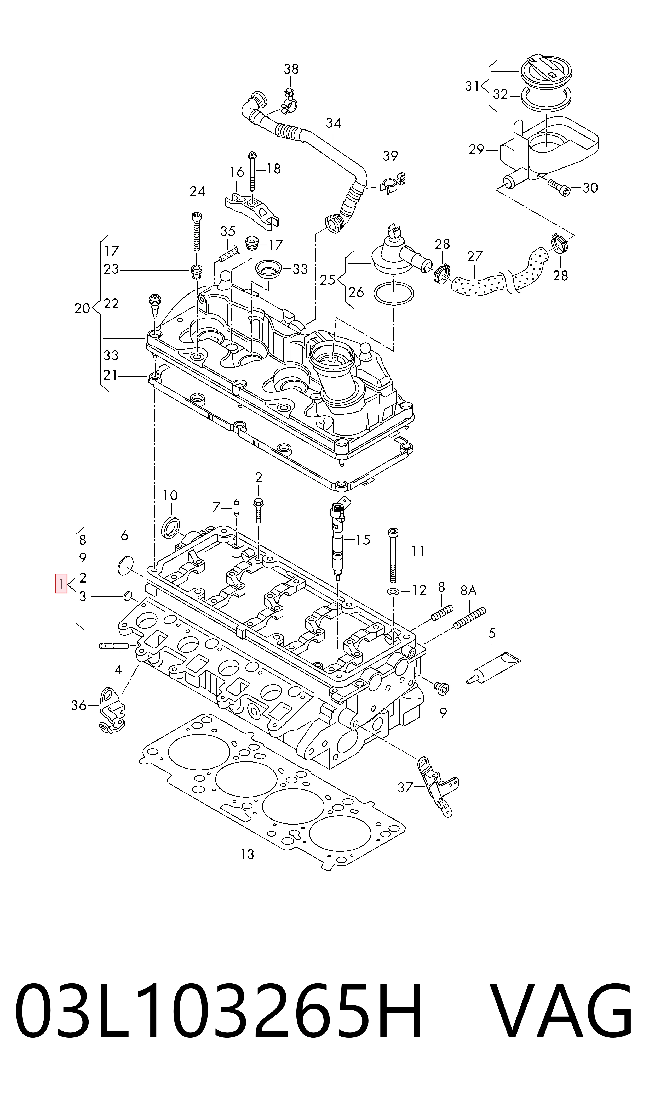 03L103265H VAG Головка циліндрів