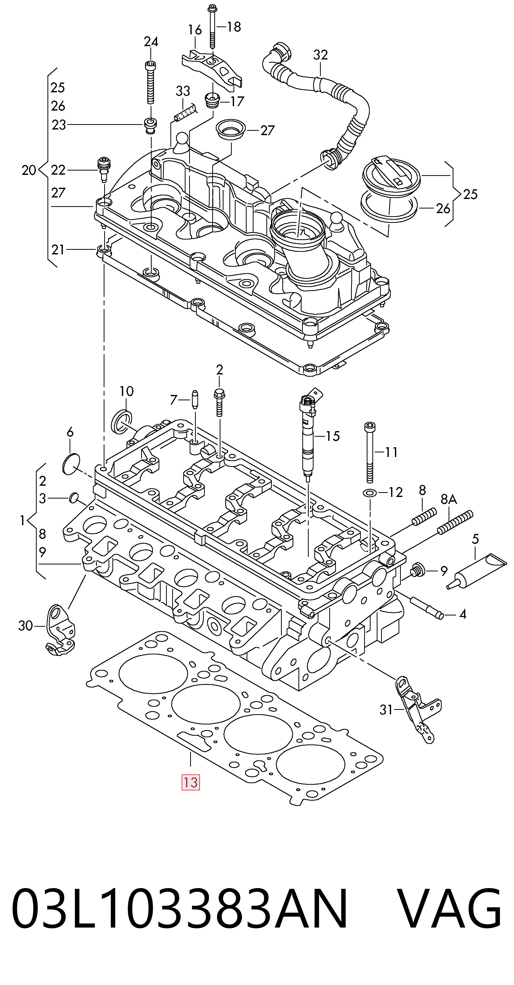 Купити Прокладка ГБЦ Volkswagen Crafter 30-50 2E, 2EA, 2EB, 2ED, 2EH, 2EX
