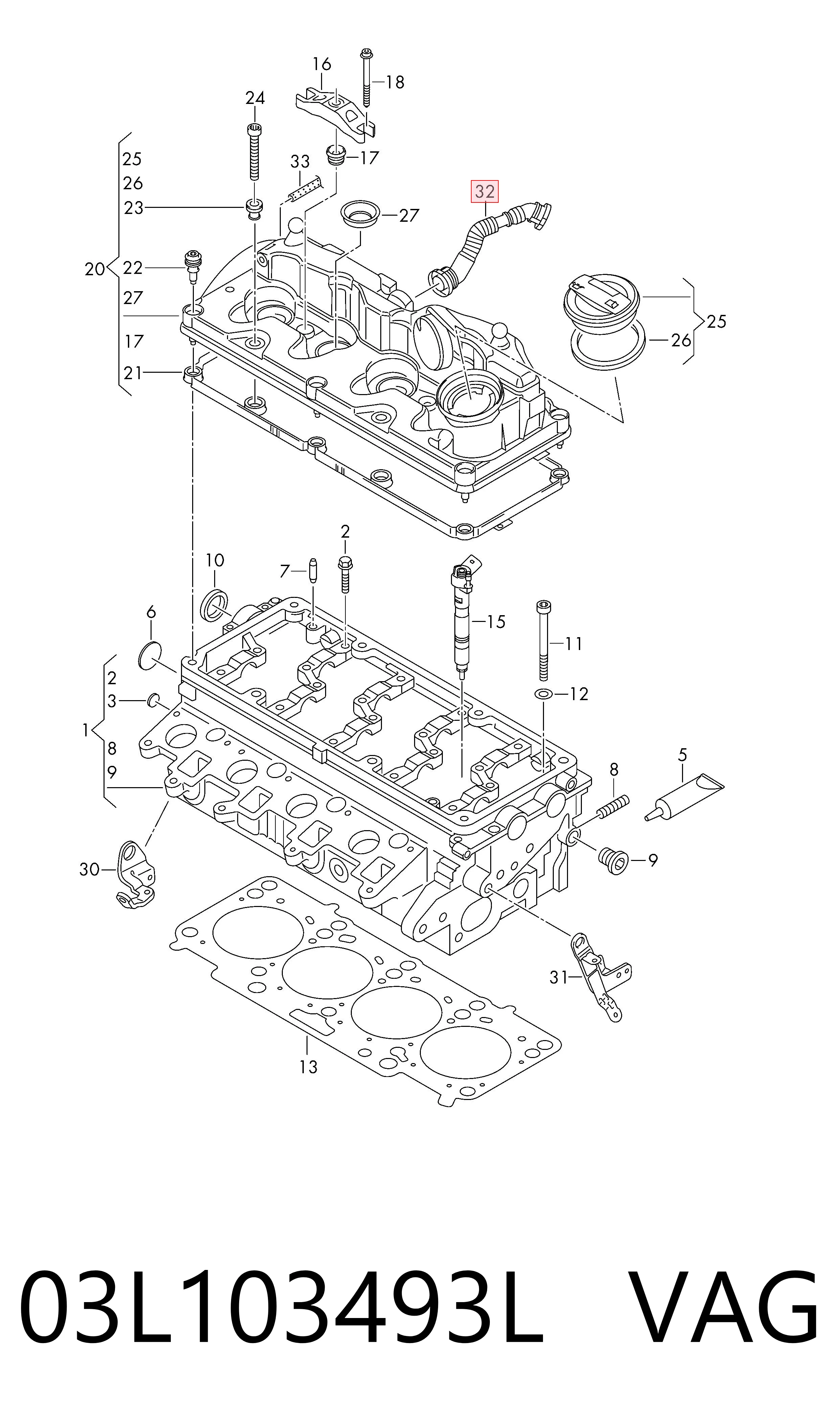 Патрубок вентиляції картера 03L103493AF BMW