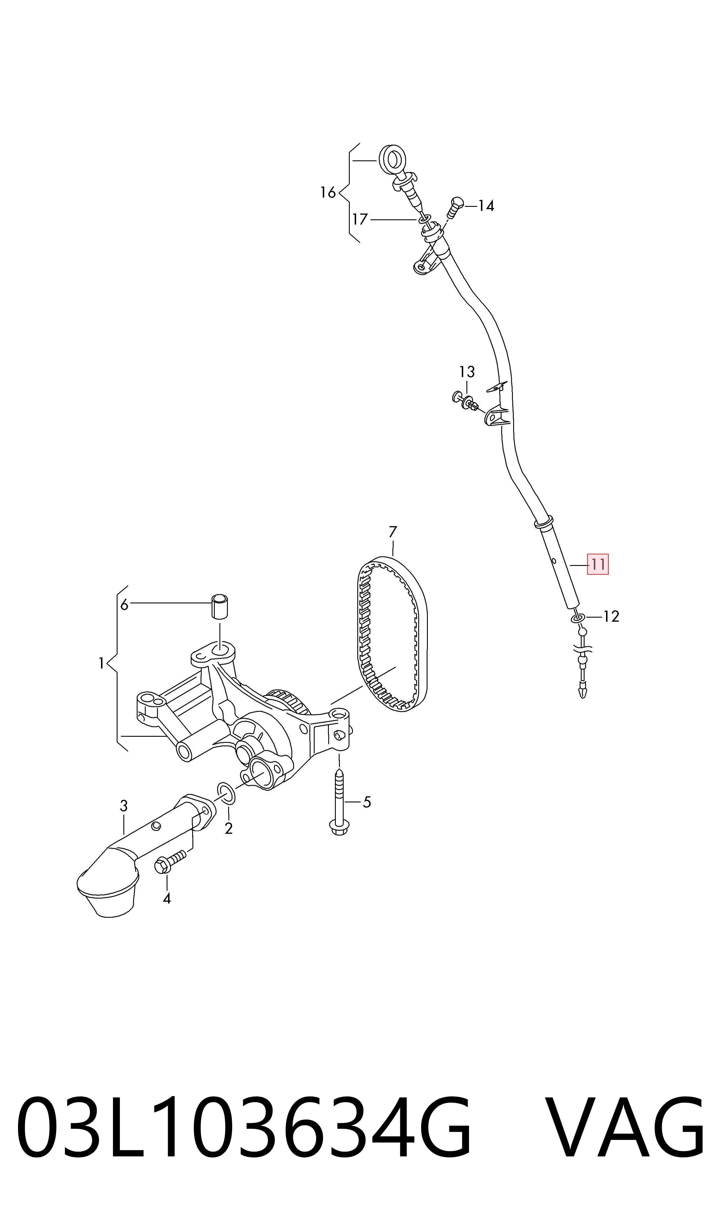03L103634G VAG Направляюча щупа-індикатора рівня масла в двигуні