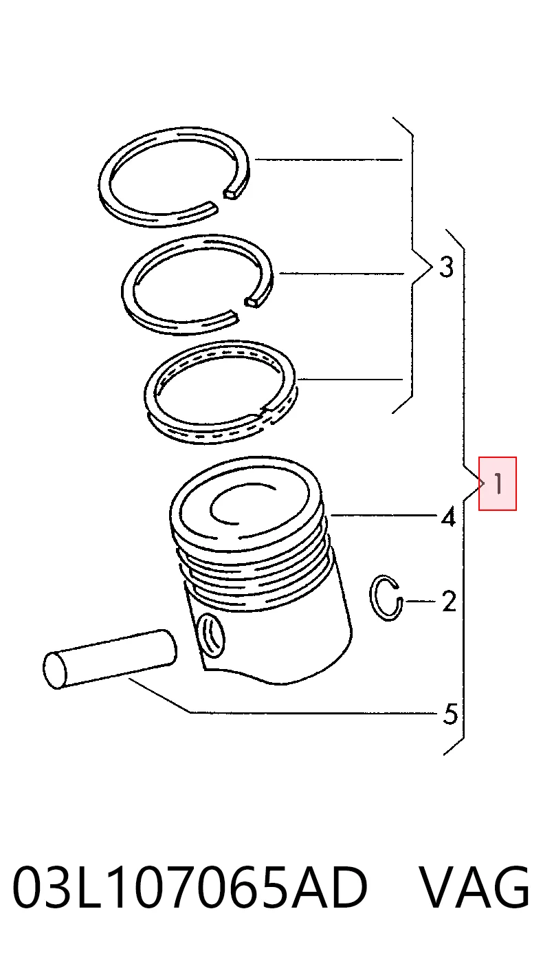 03L107065AD VAG Поршня на 1 циліндр, STD