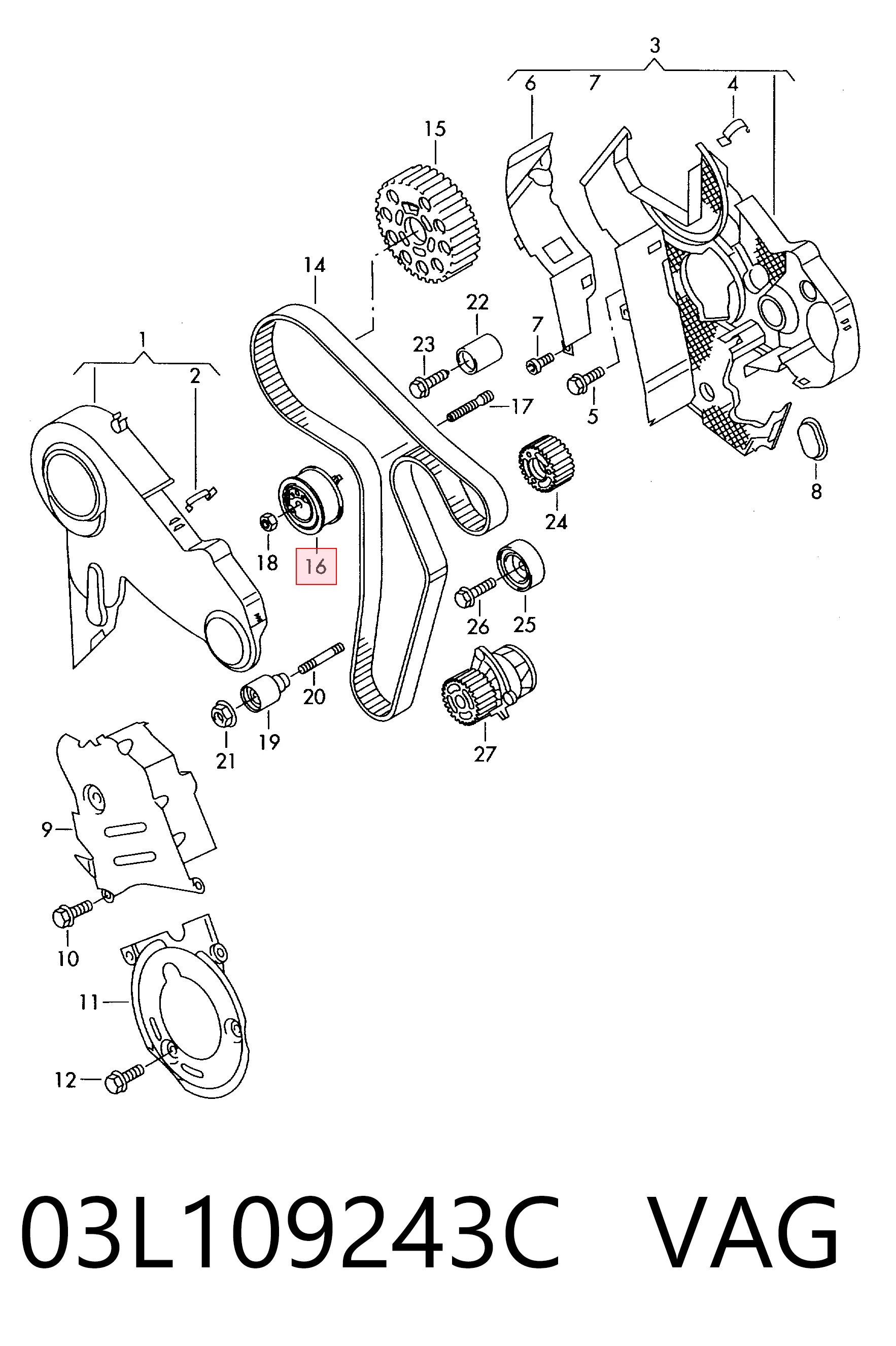 03L109243C VAG Ролик натягувач