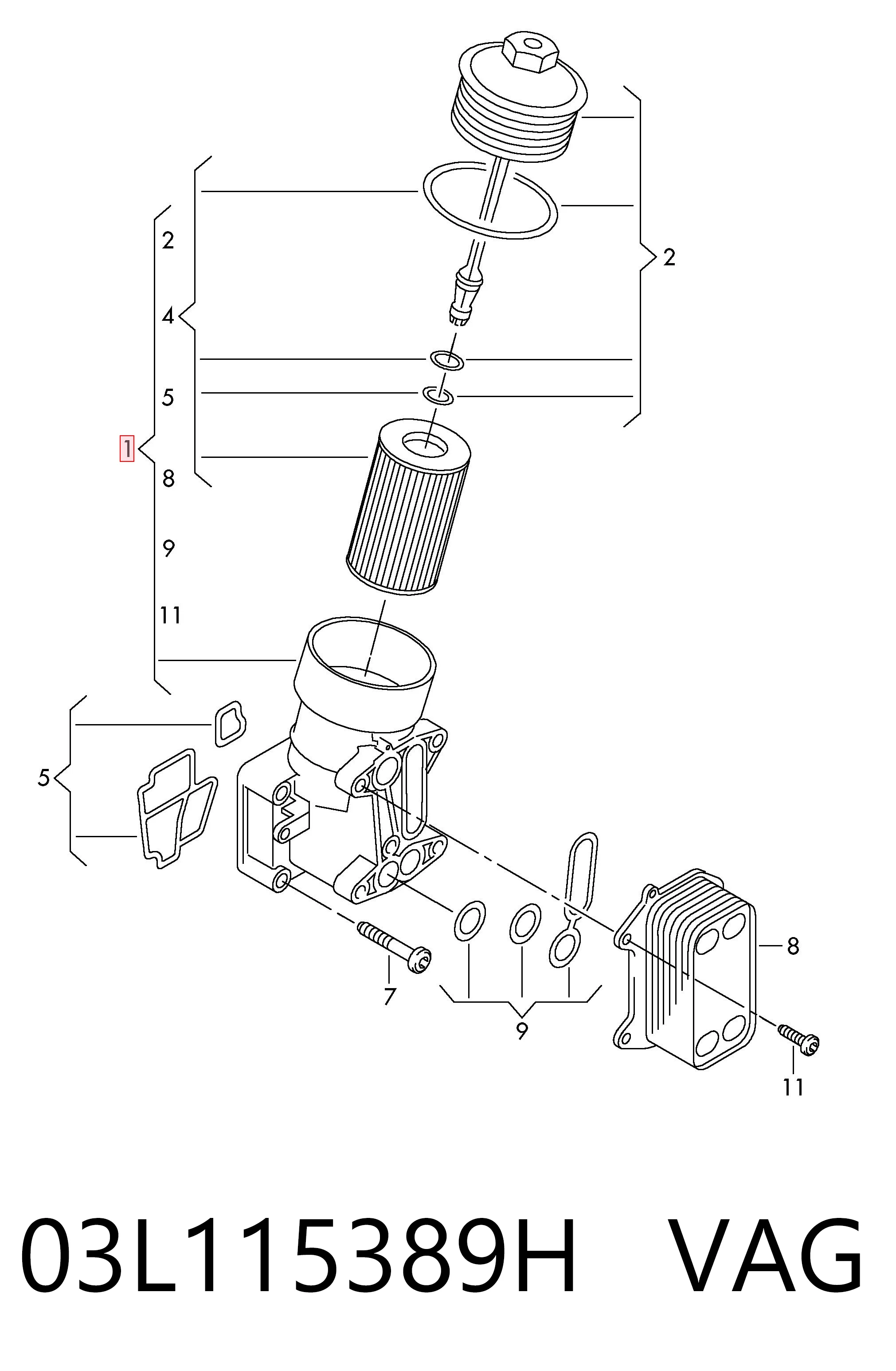 03L115389H VAG Корпус маслофільтра
