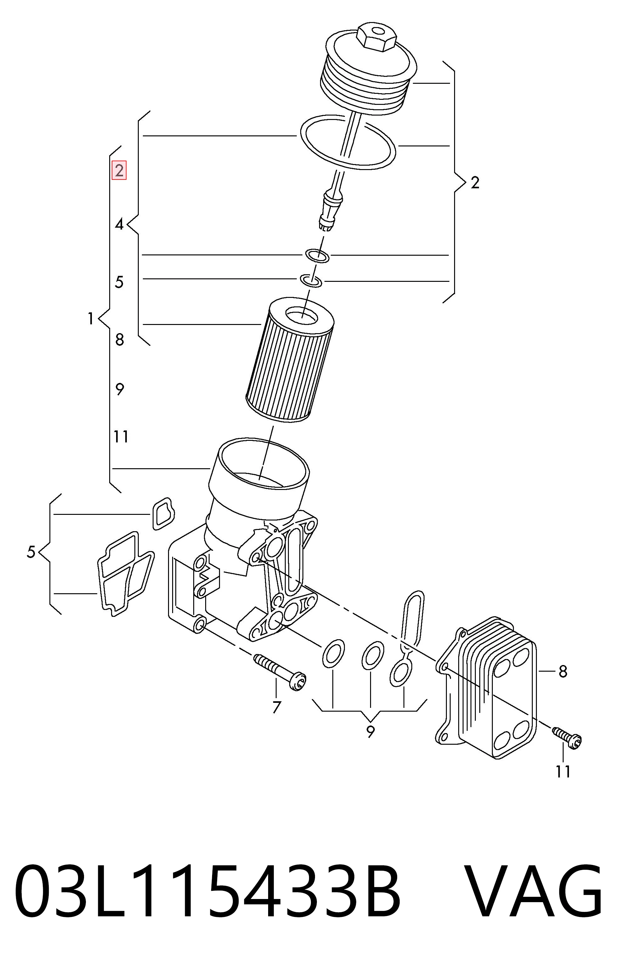 03L115433B VAG Кришка масляного фільтра