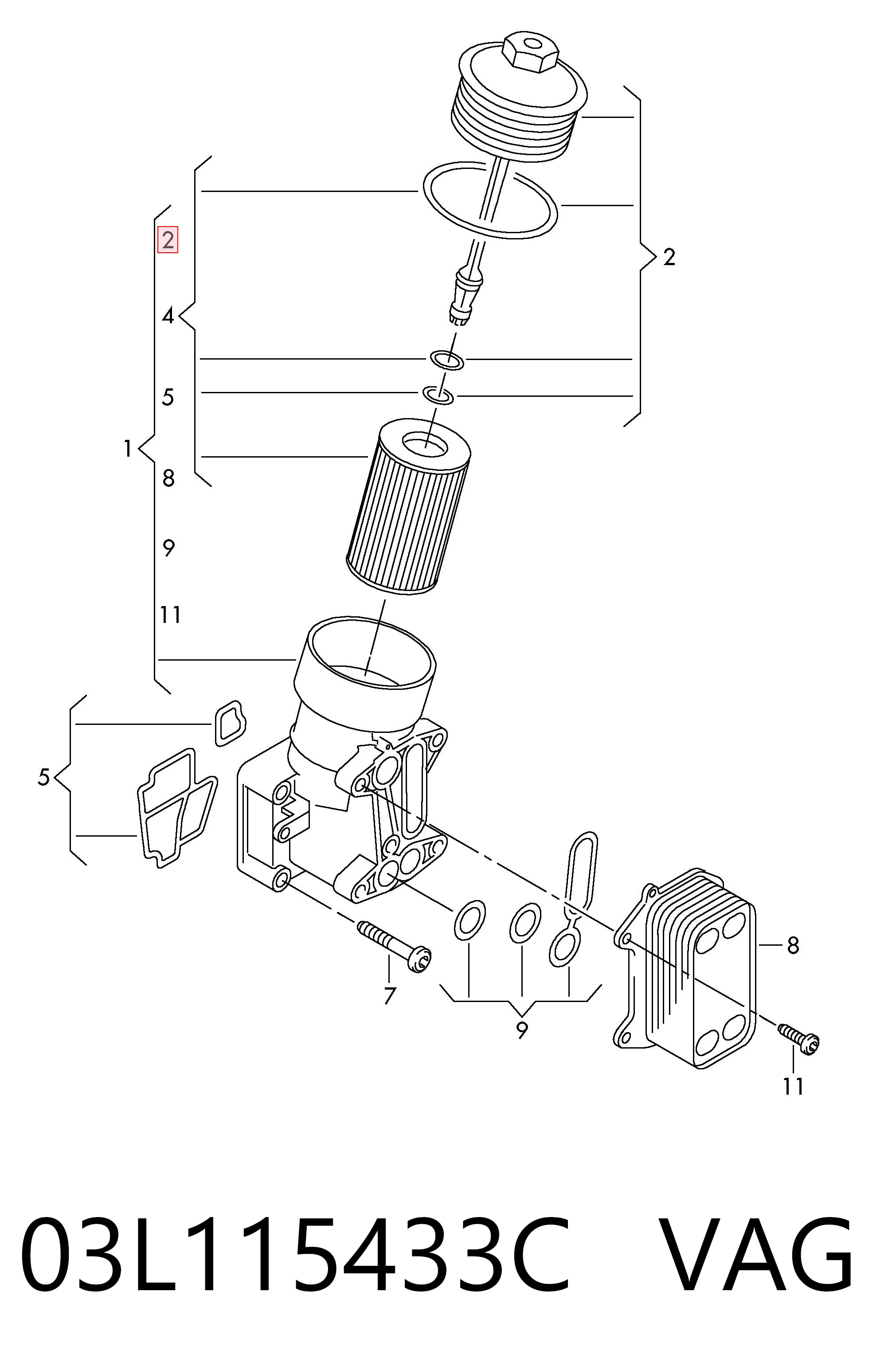 03L115433C VAG Кришка масляного фільтра