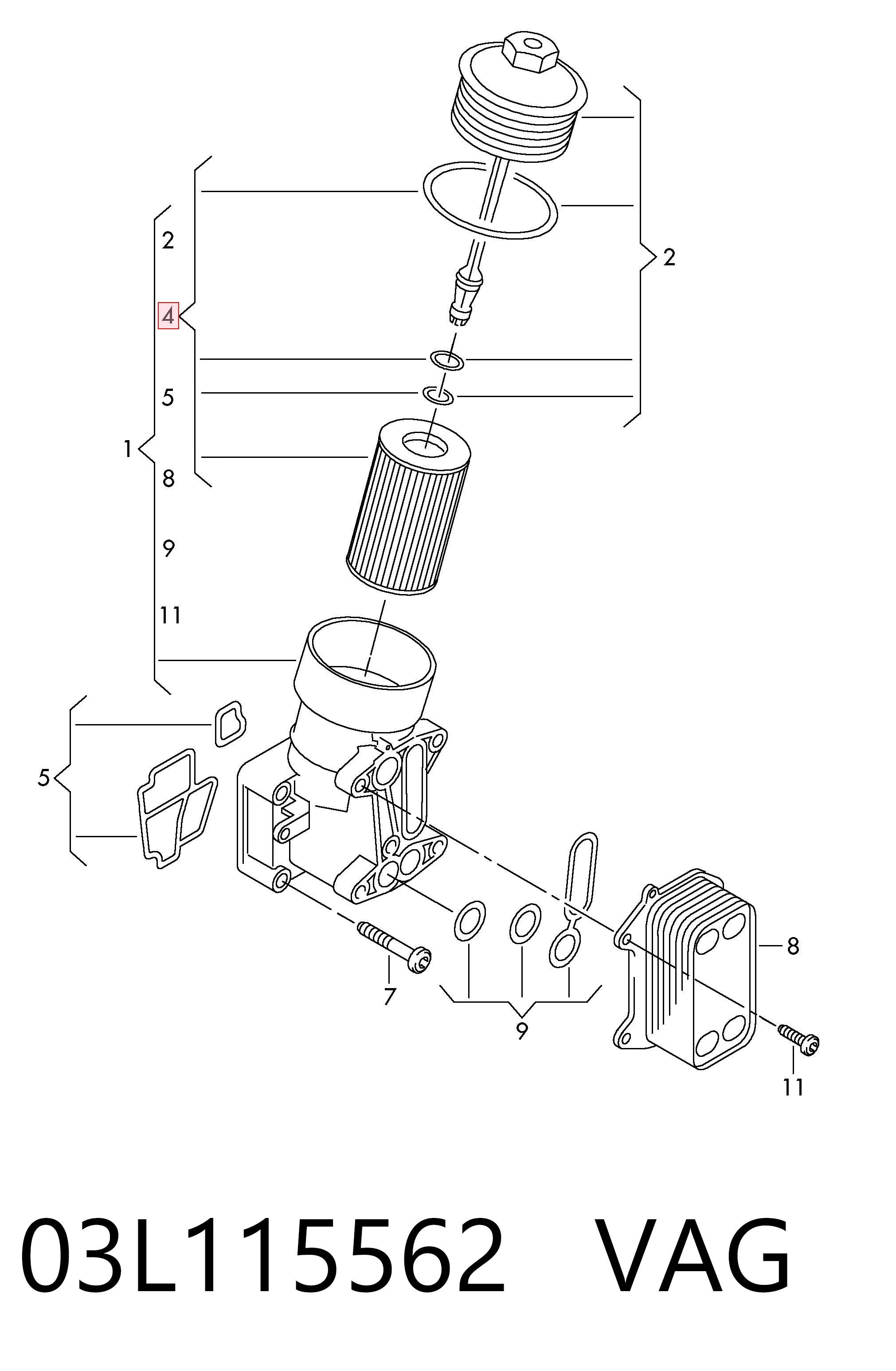 Масляний фільтр двигуна VAG 03L115562 ціна, від 12.38 USD