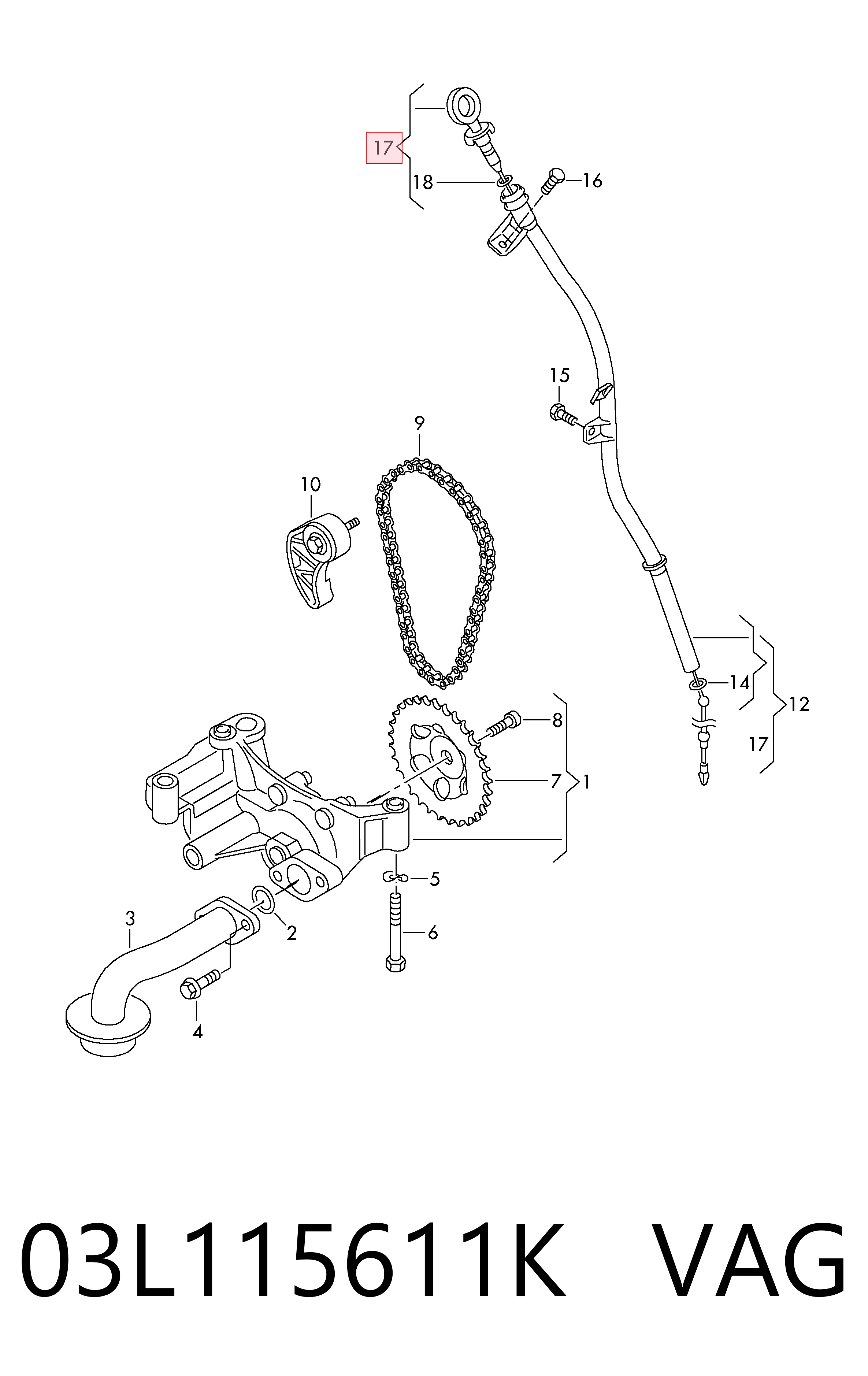 03L115611K VAG Покажчик рівня масла