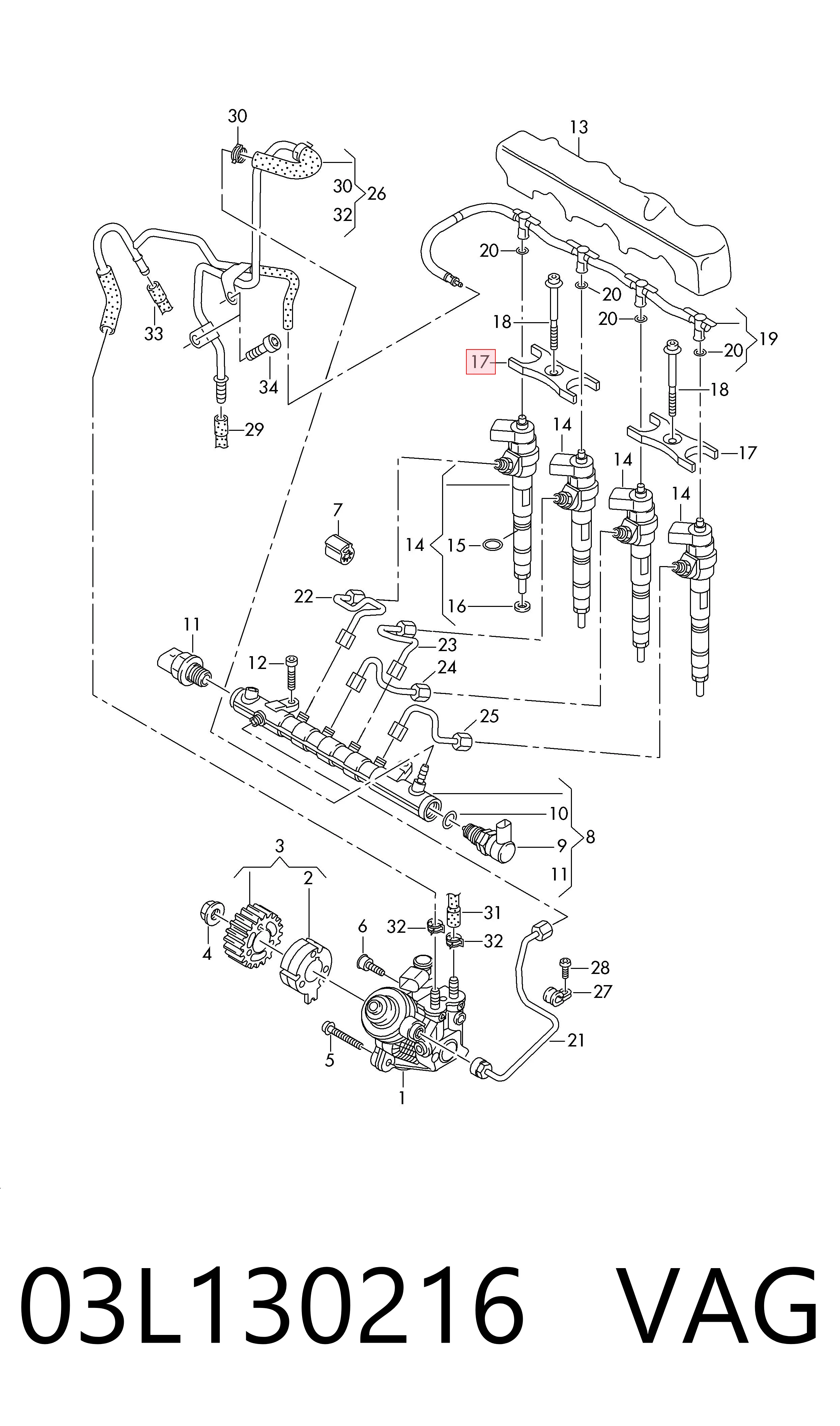 Тримач форсунки дизельної VAG 03L130216 ціна, від 26.42 USD