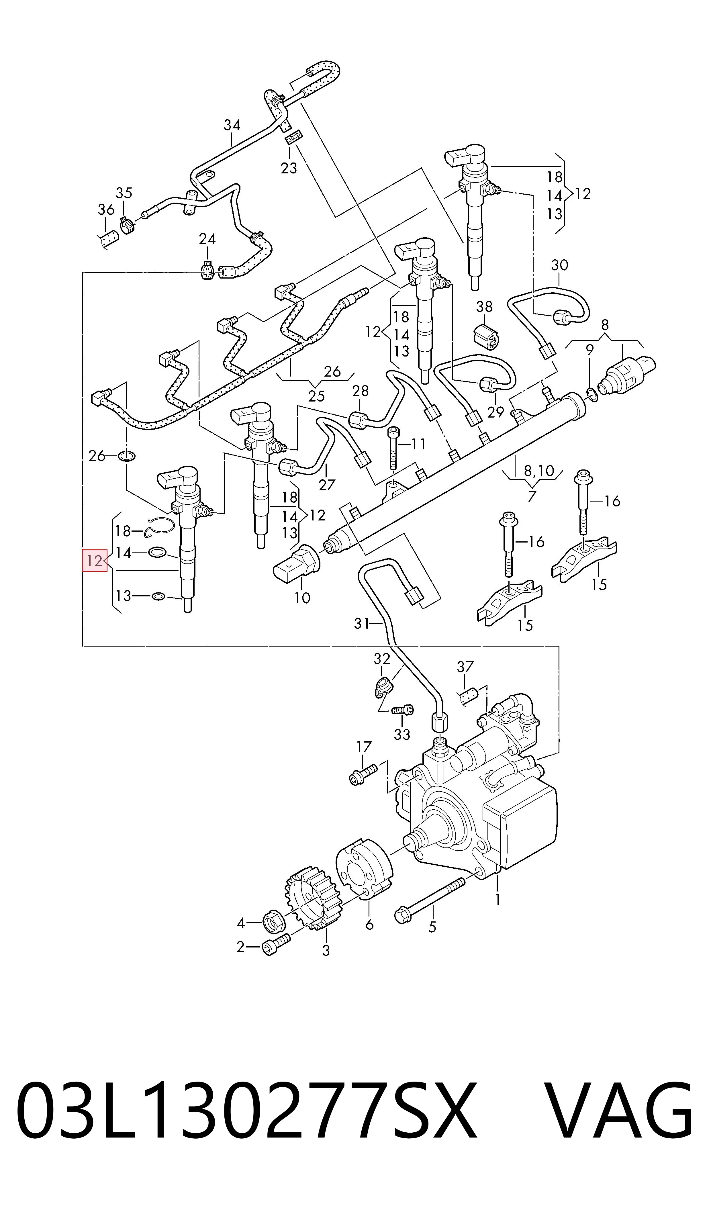 Форсунка паливна VAG 03L130277SX ціна, від 214.45 USD