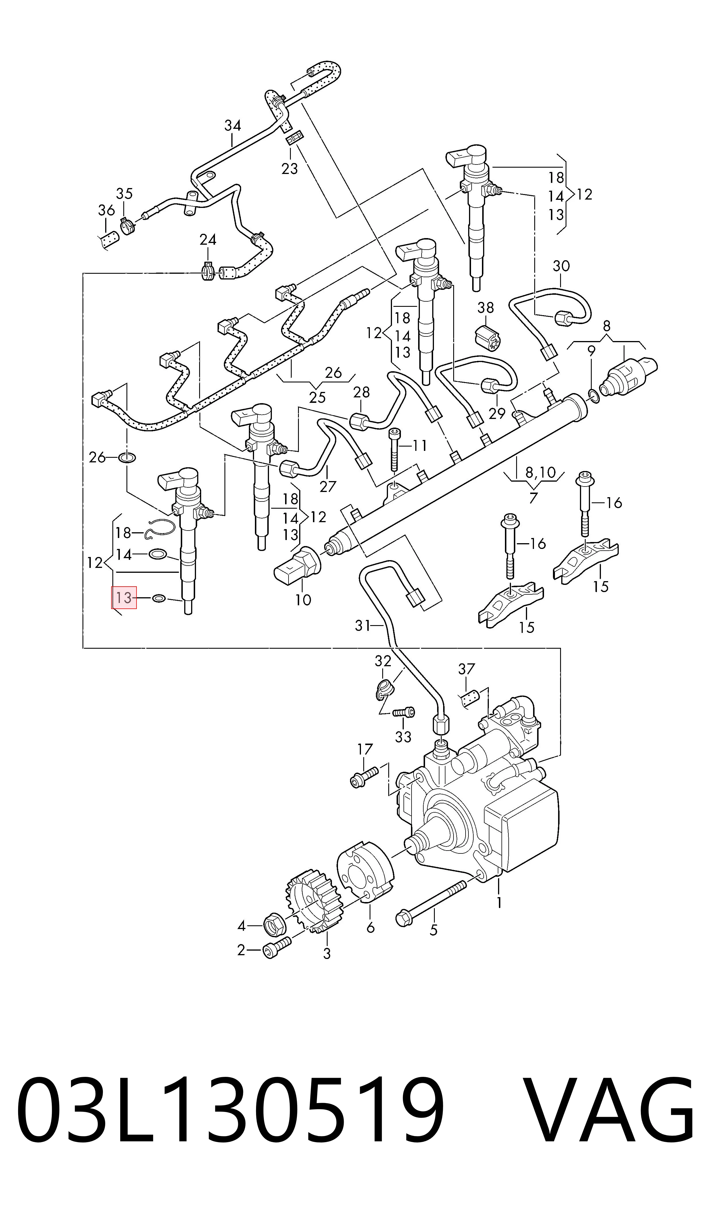 Ущільнююче кільце форсунок інжектора VAG 03L130519 ціна, від 4.84 USD