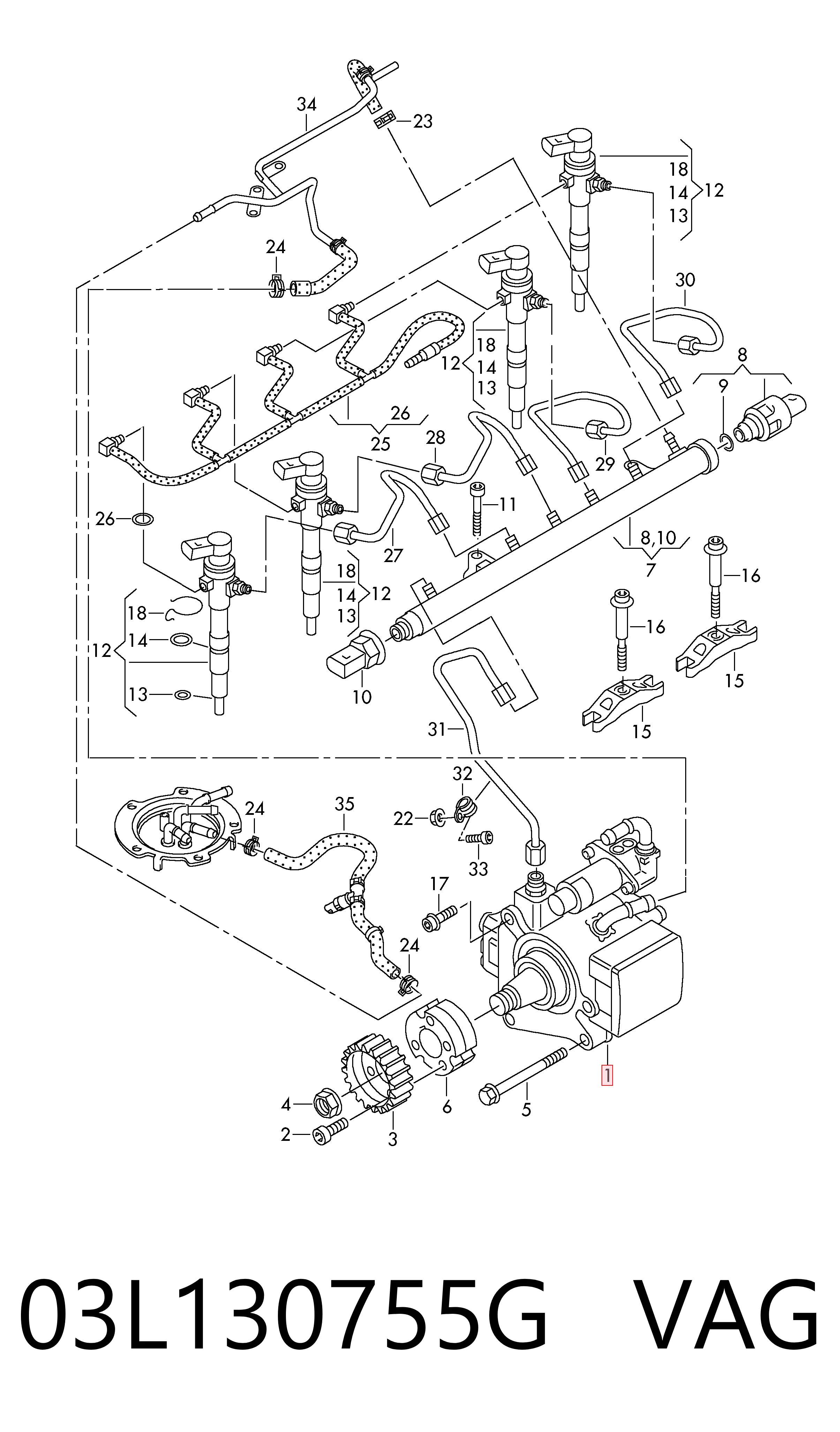 03L130755G VAG Насос паливний високого тиску (ПНВТ)