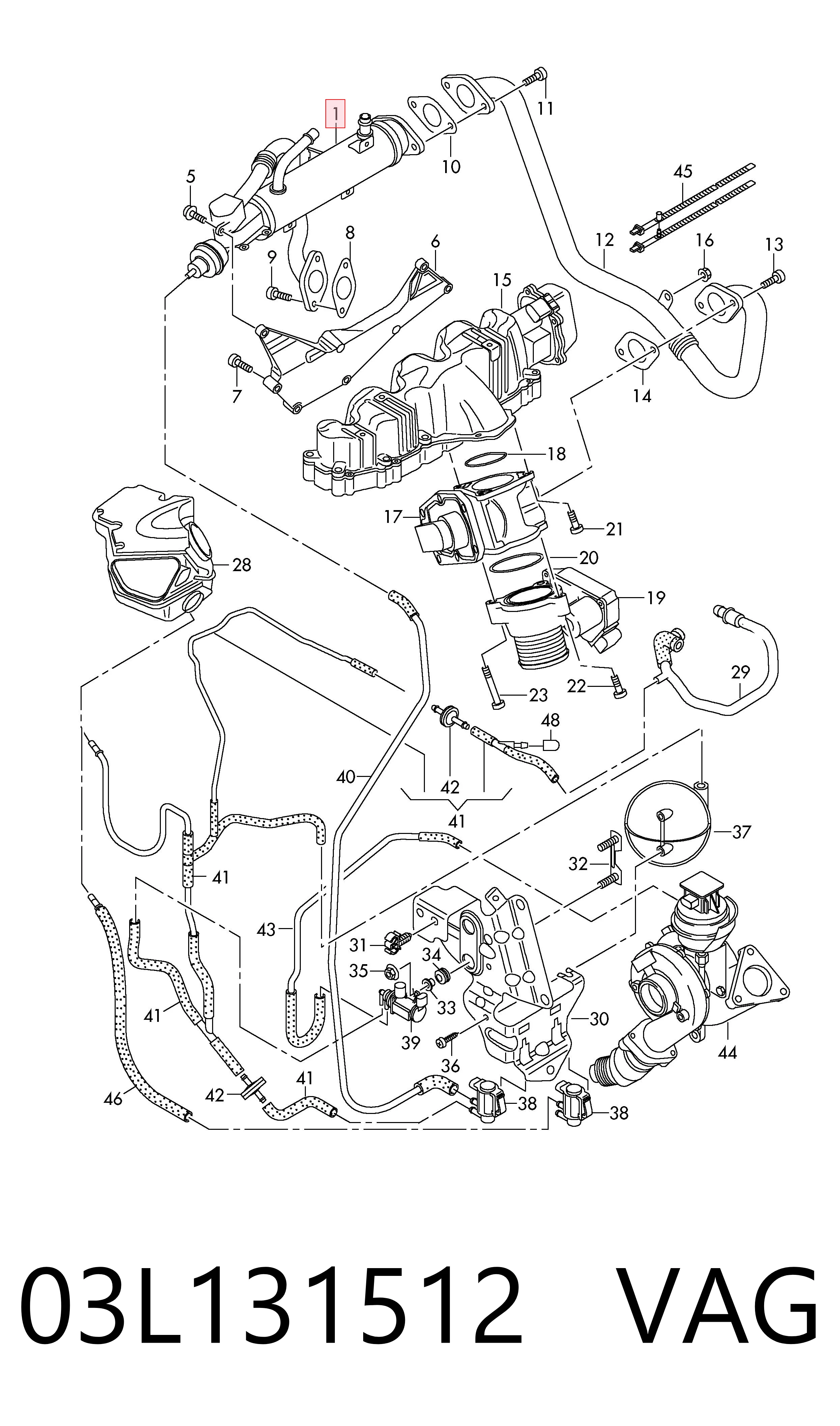 03L131512 VAG Радіатор системи EGR рециркуляції вихлопних газів