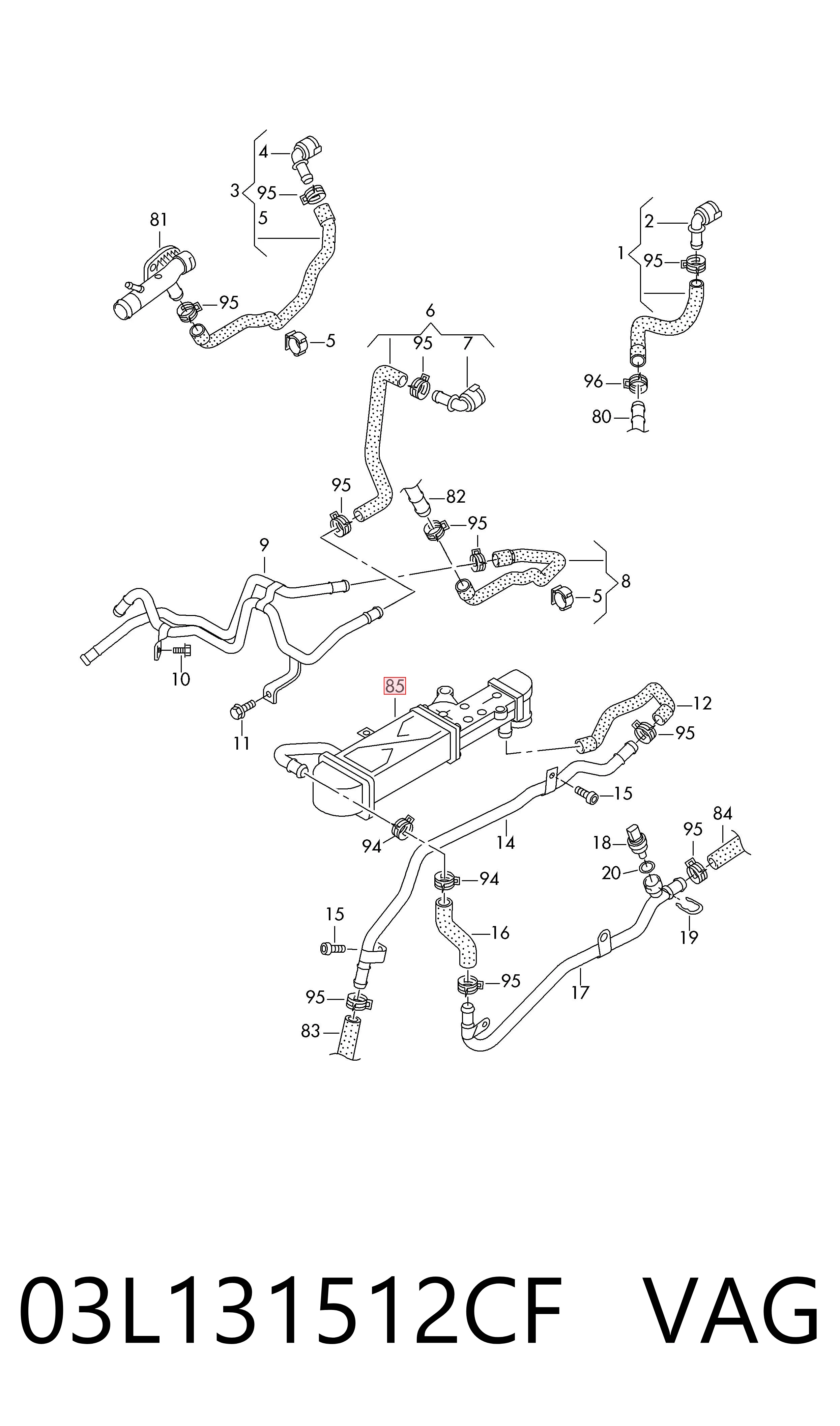 03L131512CF VAG Радіатор системи EGR рециркуляції вихлопних газів