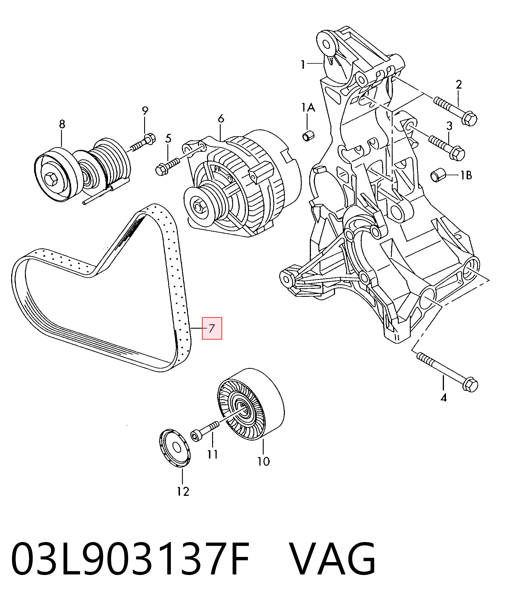 Купити 03L903137F VAG Ремінь генератора