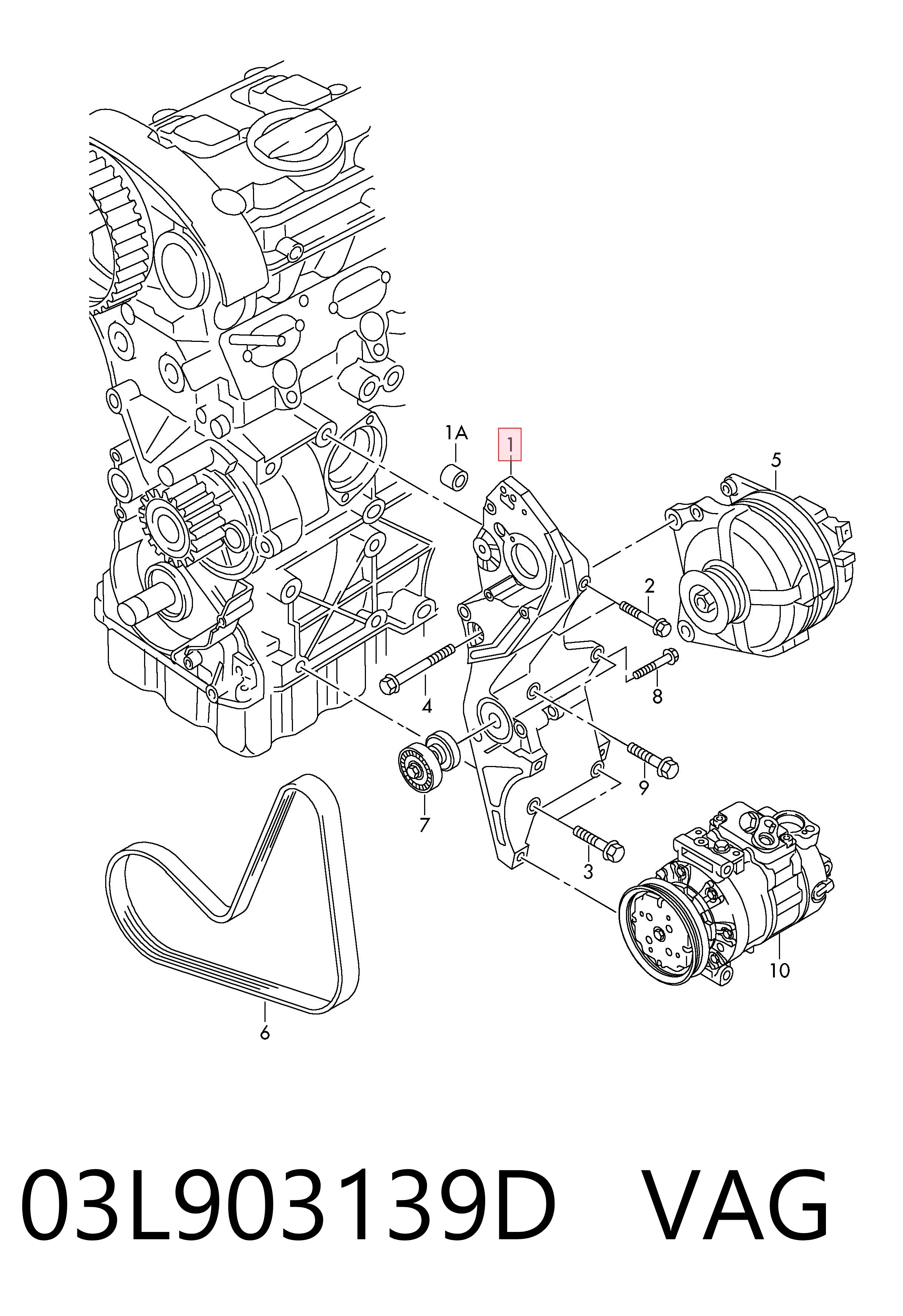 03L903139D VAG Кронштейн кріплення генератора