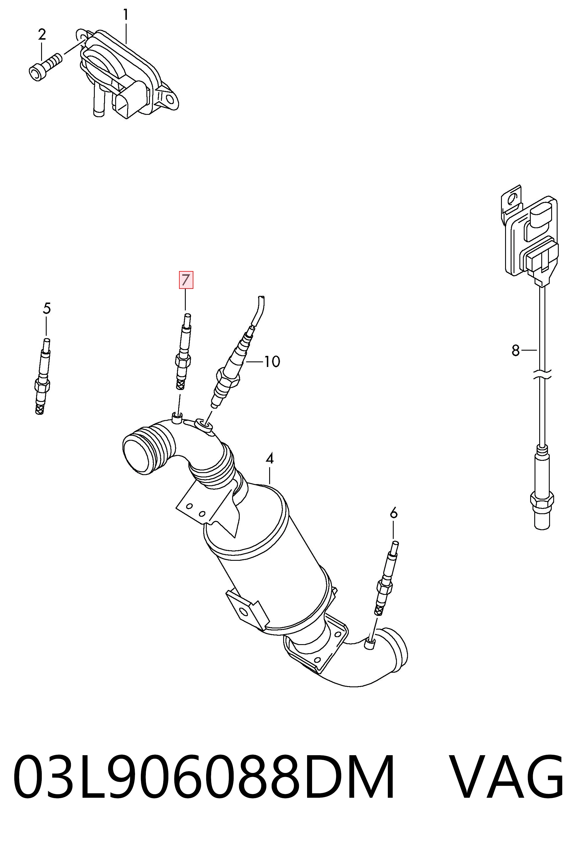 03L906088DM VAG Датчик температури відпрацьованих газів (ВГ), перед фільтром сажі