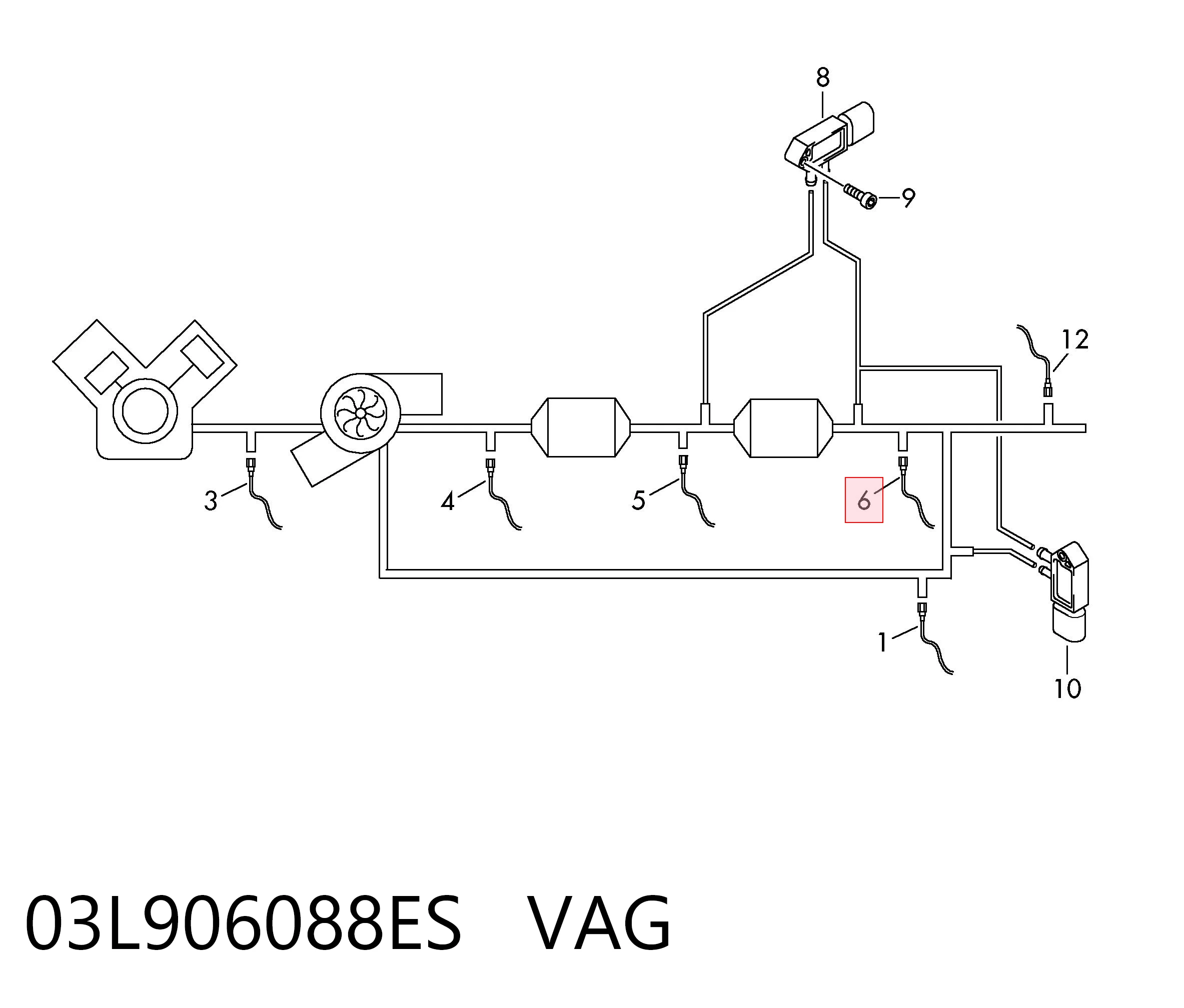 03L906088ES VAG Датчик температури відпрацьованих газів (ВГ), після фільтр сажі