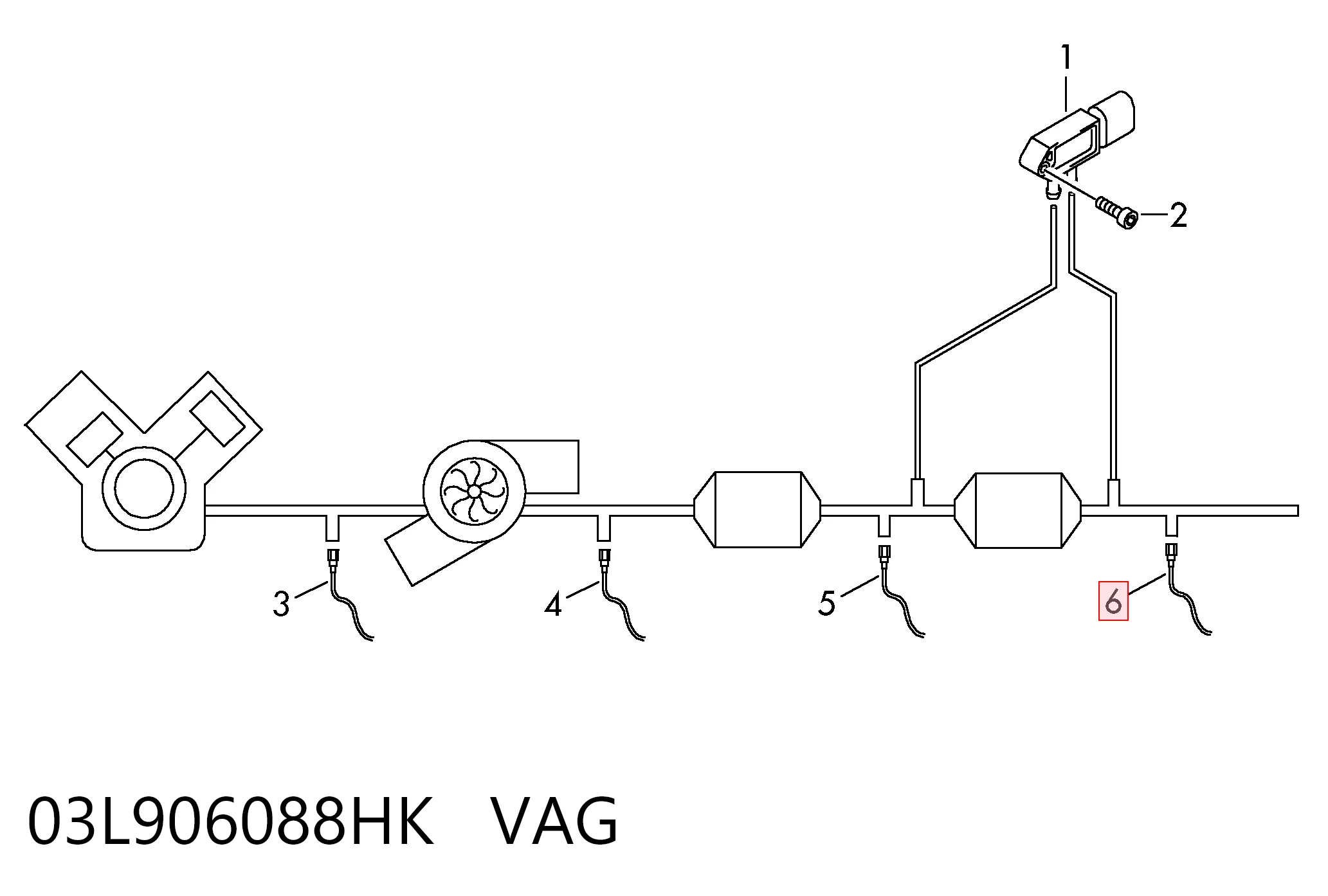 03L906088HK VAG Датчик температури відпрацьованих газів (ВГ), після фільтр сажі